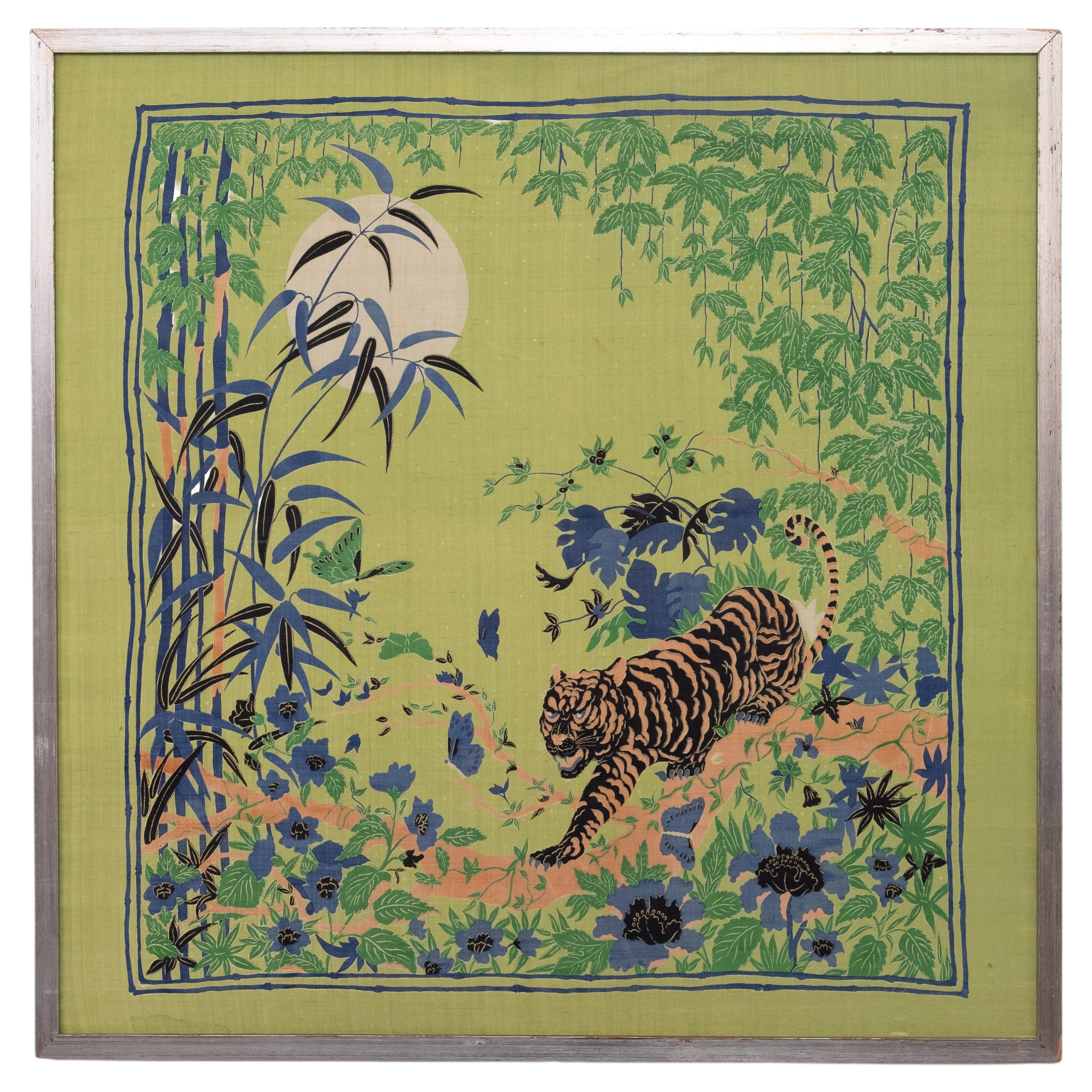 Framed Silk Scarf Hermès, designed by British artist Alice Shirley. 1960s France