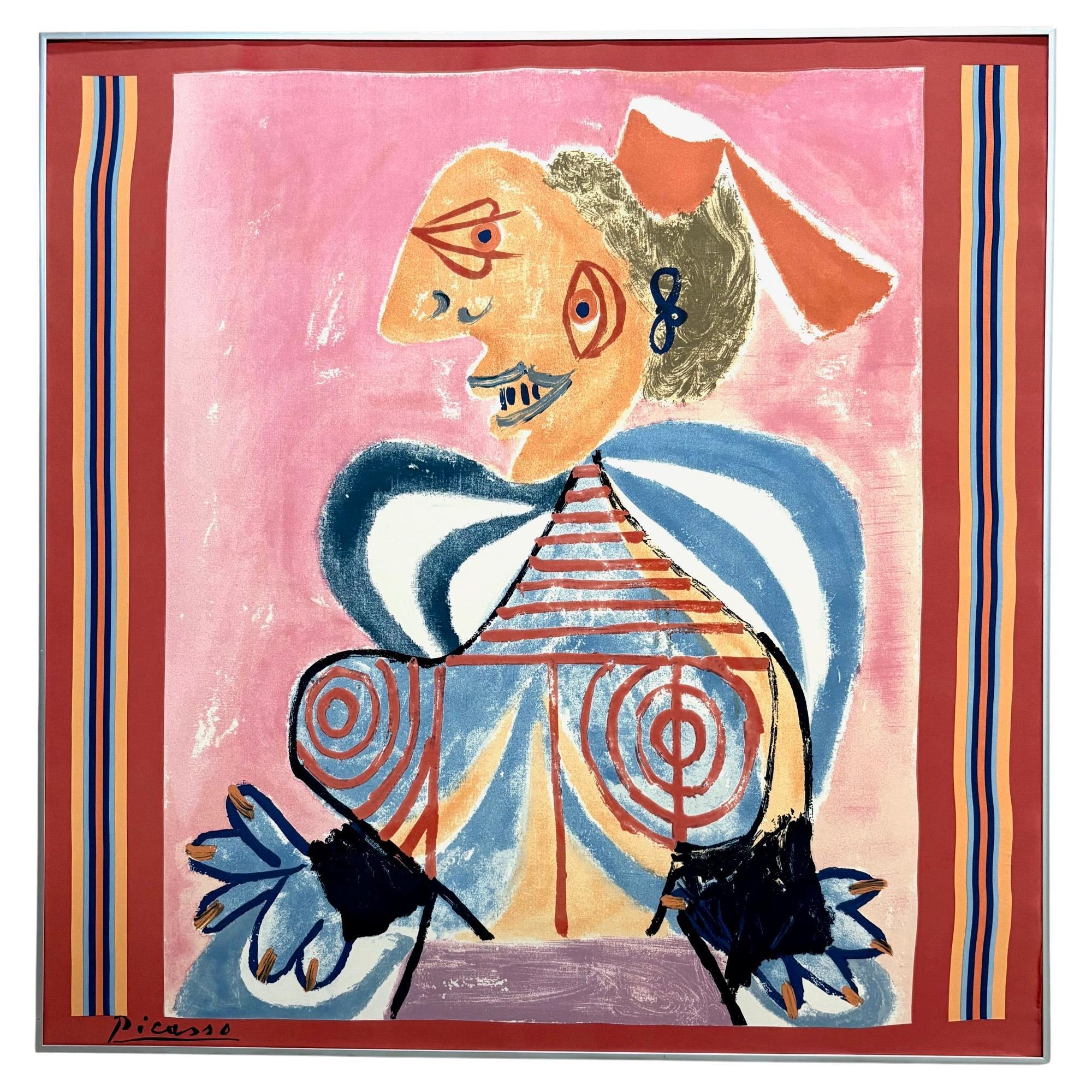 Foulard en soie encadré "L' Arlesienne" (after Pablo Picasso) en vente