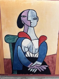 Framed Silk Scarf "Le Trempli" after Pablo Picasso