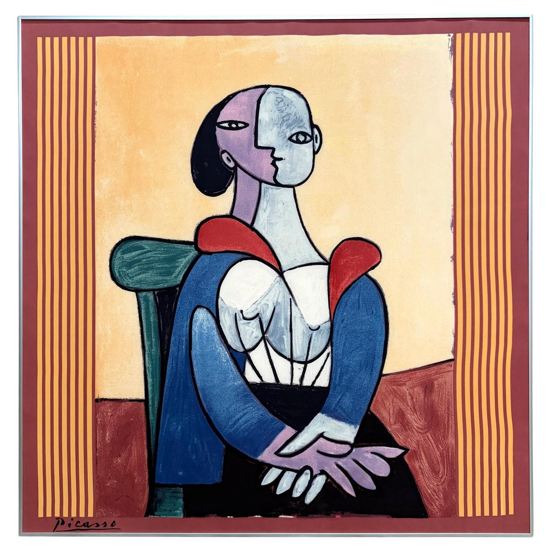 Foulard en soie encadré "Le Trempli" (after Pablo Picasso)