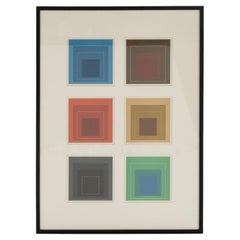 Gerahmt: Sechs Lithografien „Weiße Linien Quadratische“ nach Josef Albers