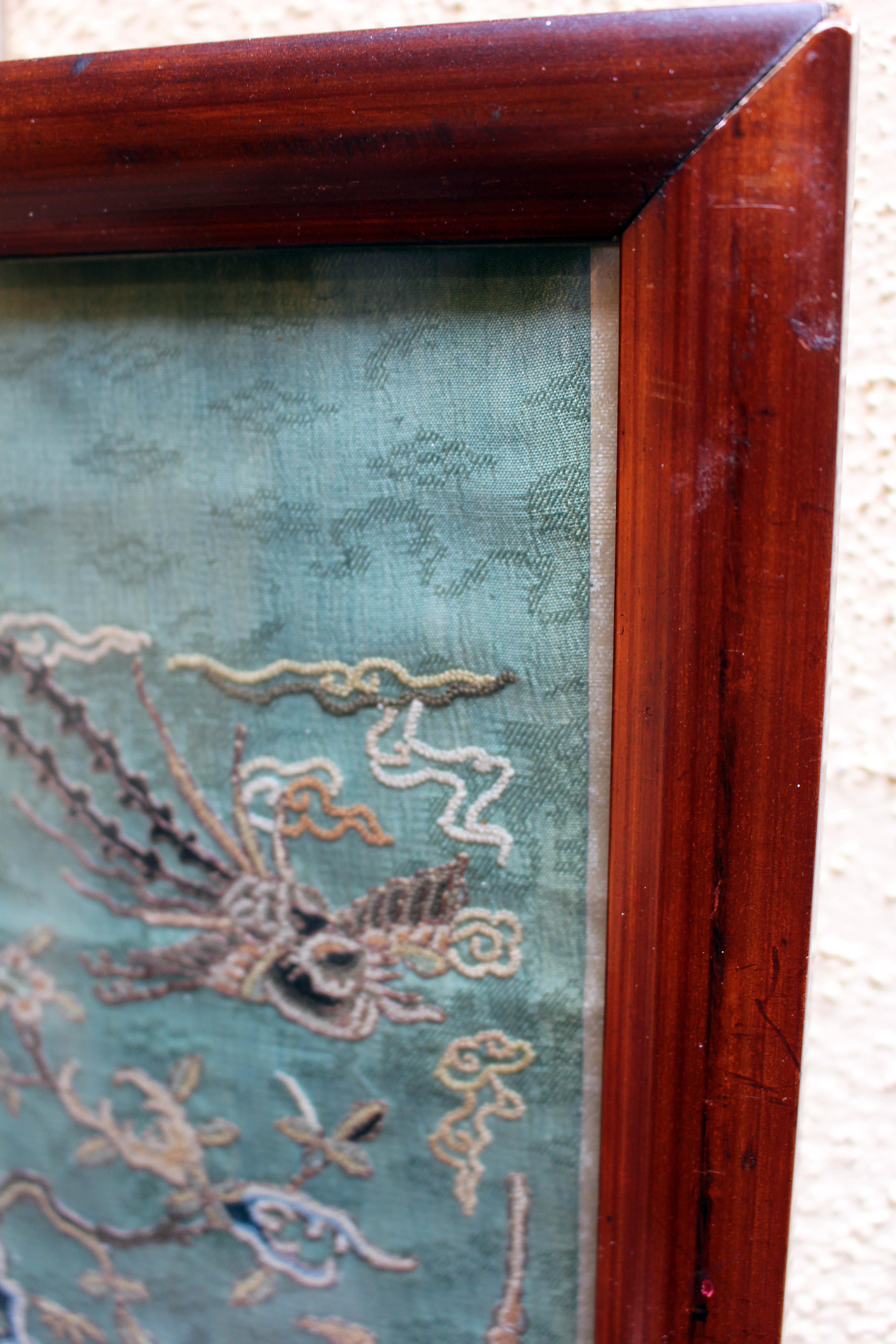Framed Sleeve Panel of Silk Embroidery For Sale 1