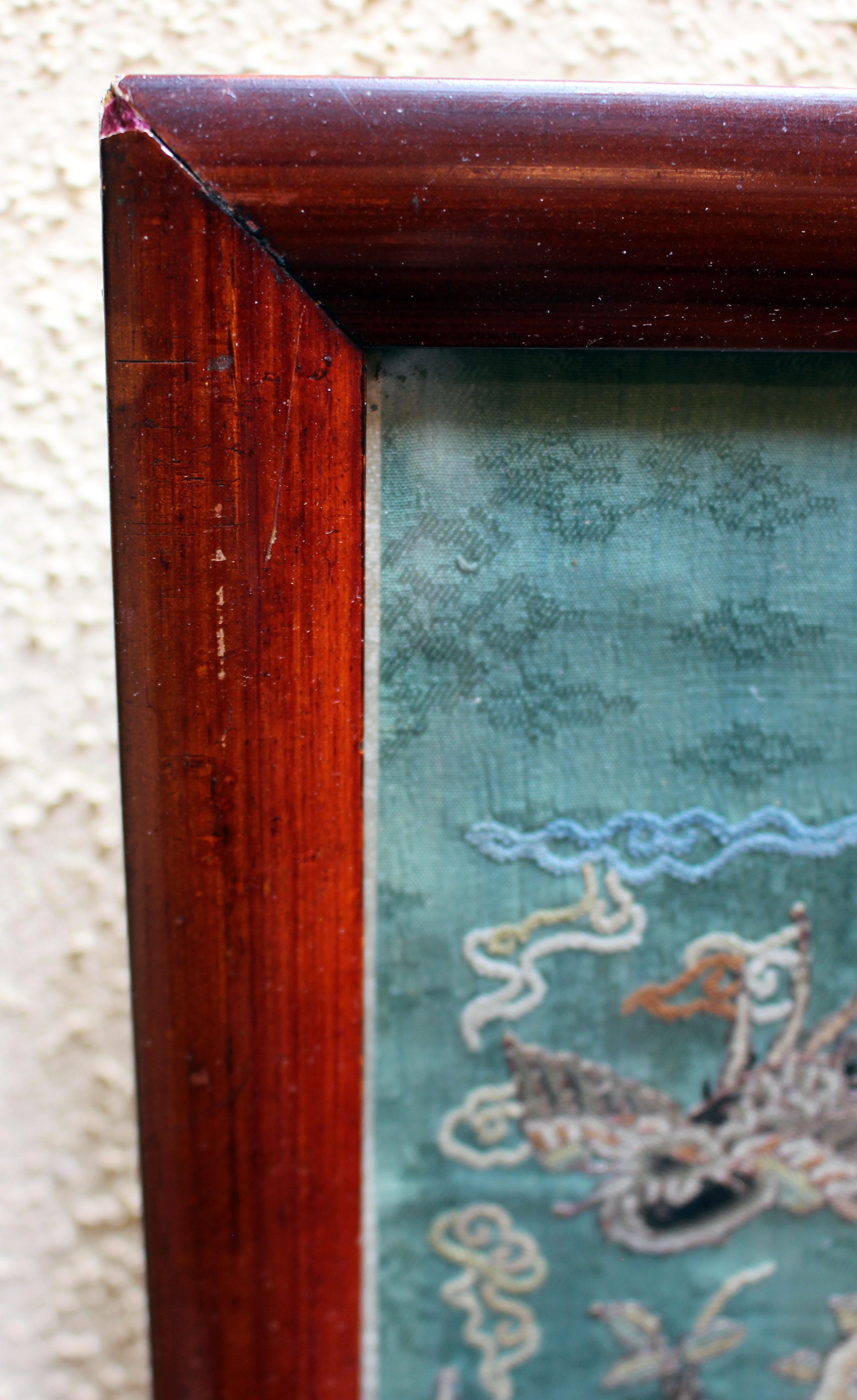 Framed Sleeve Panel of Silk Embroidery For Sale 2