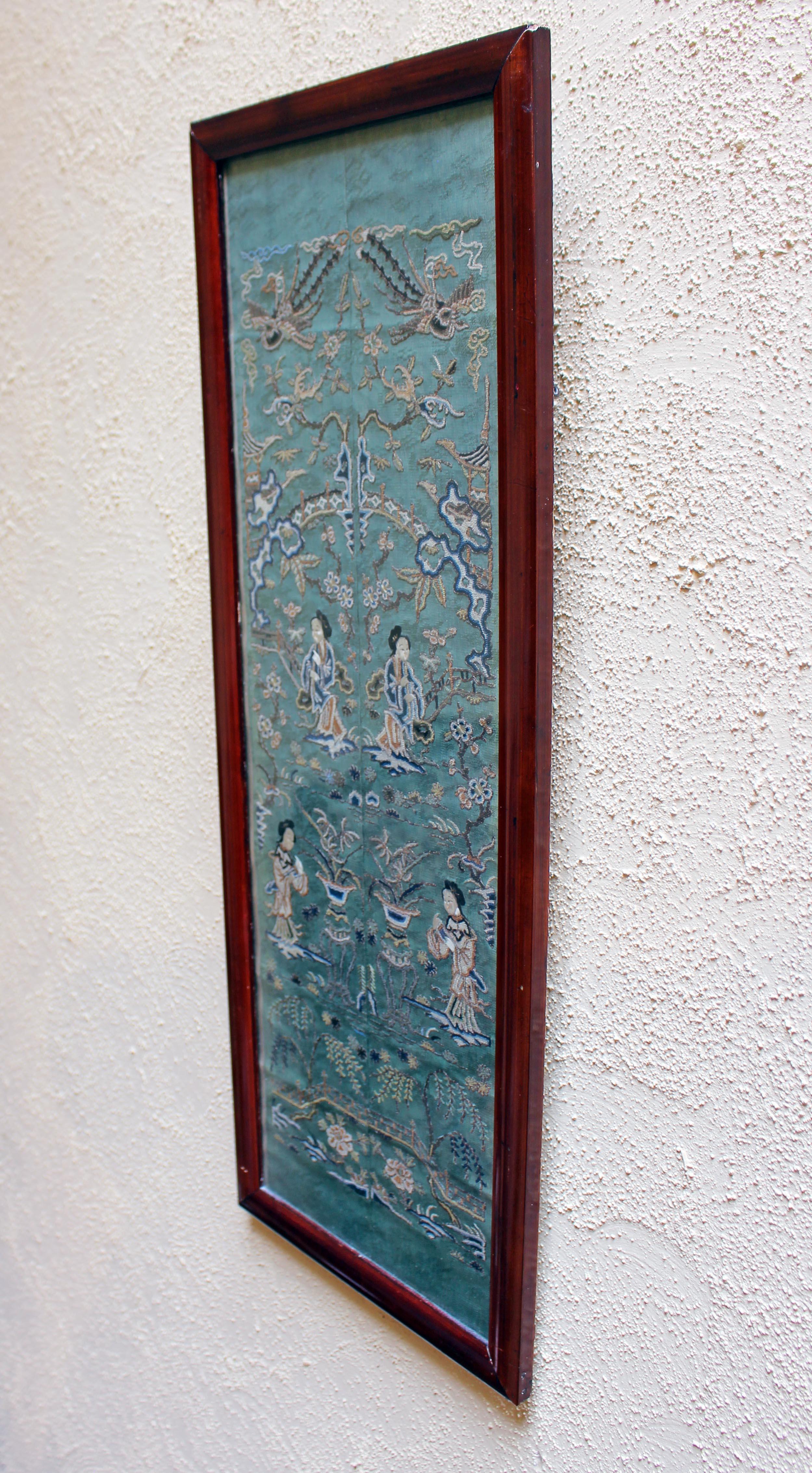 Framed Sleeve Panel of Silk Embroidery For Sale 3