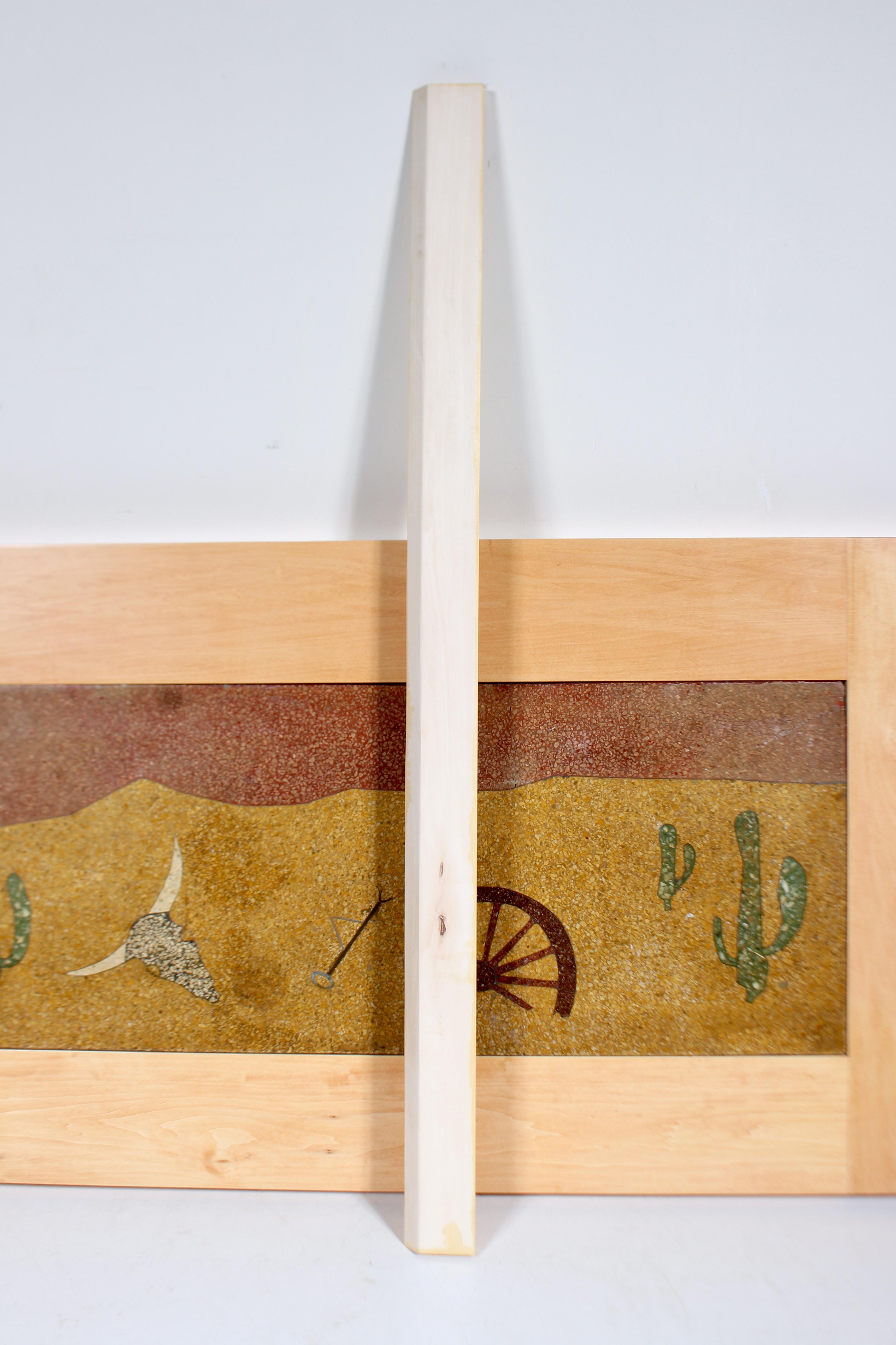 Framed Solid Terrazzo Tile & Brass Southwestern Landscape Wall Hanging, 1930s For Sale 11