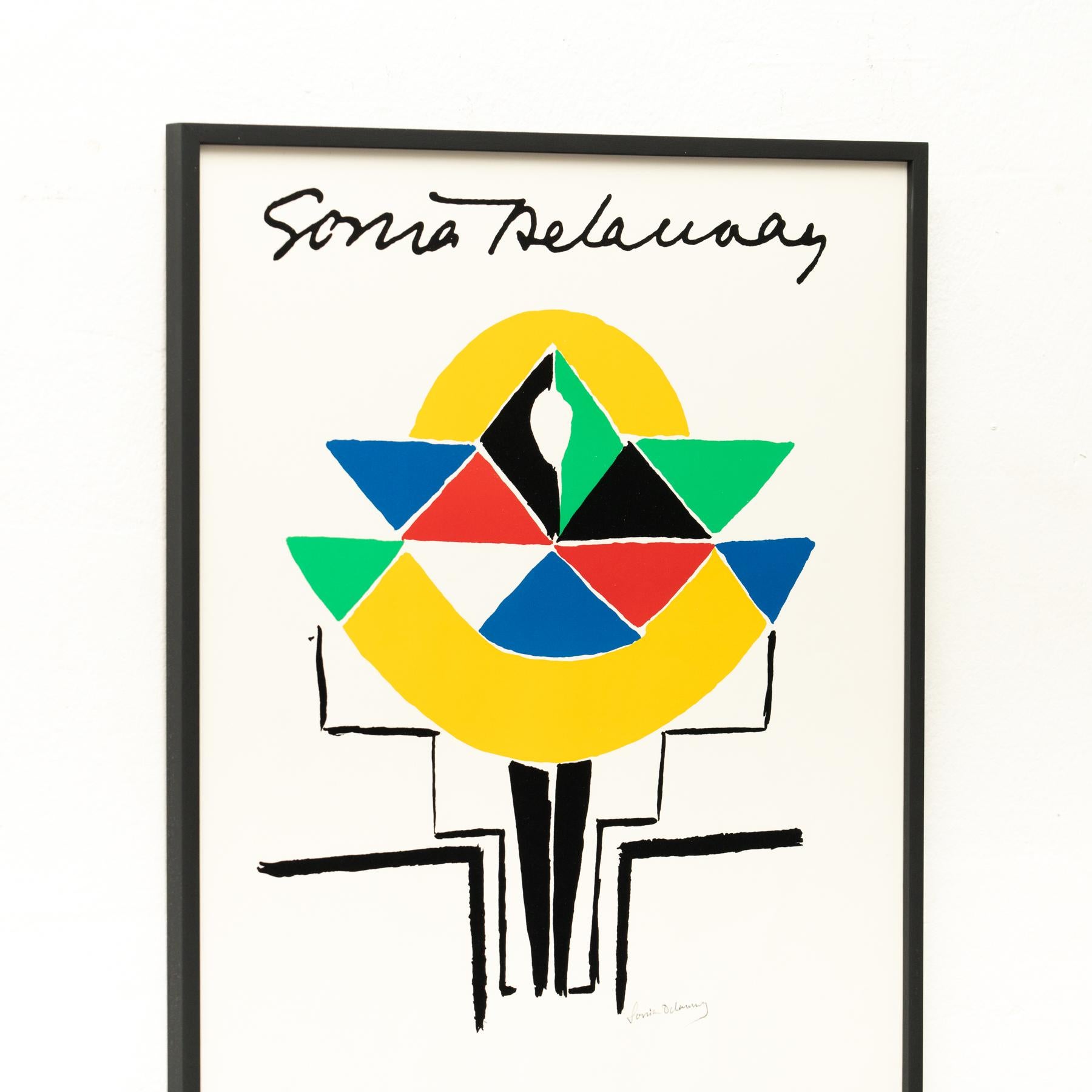 Mid-Century Modern Lithographie encadrée Sonia Delaunay en vente