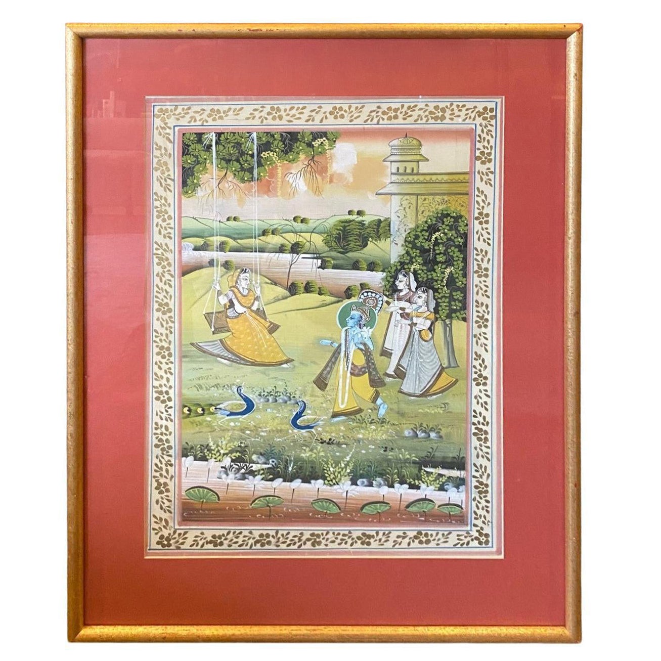 Framed South Indian India Asian Hindu Lord Krishna Original Pichwai Painting