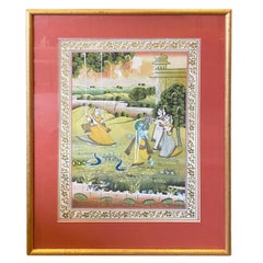 Framed South Indian India Asian Hindu Lord Krishna Original Pichwai Painting