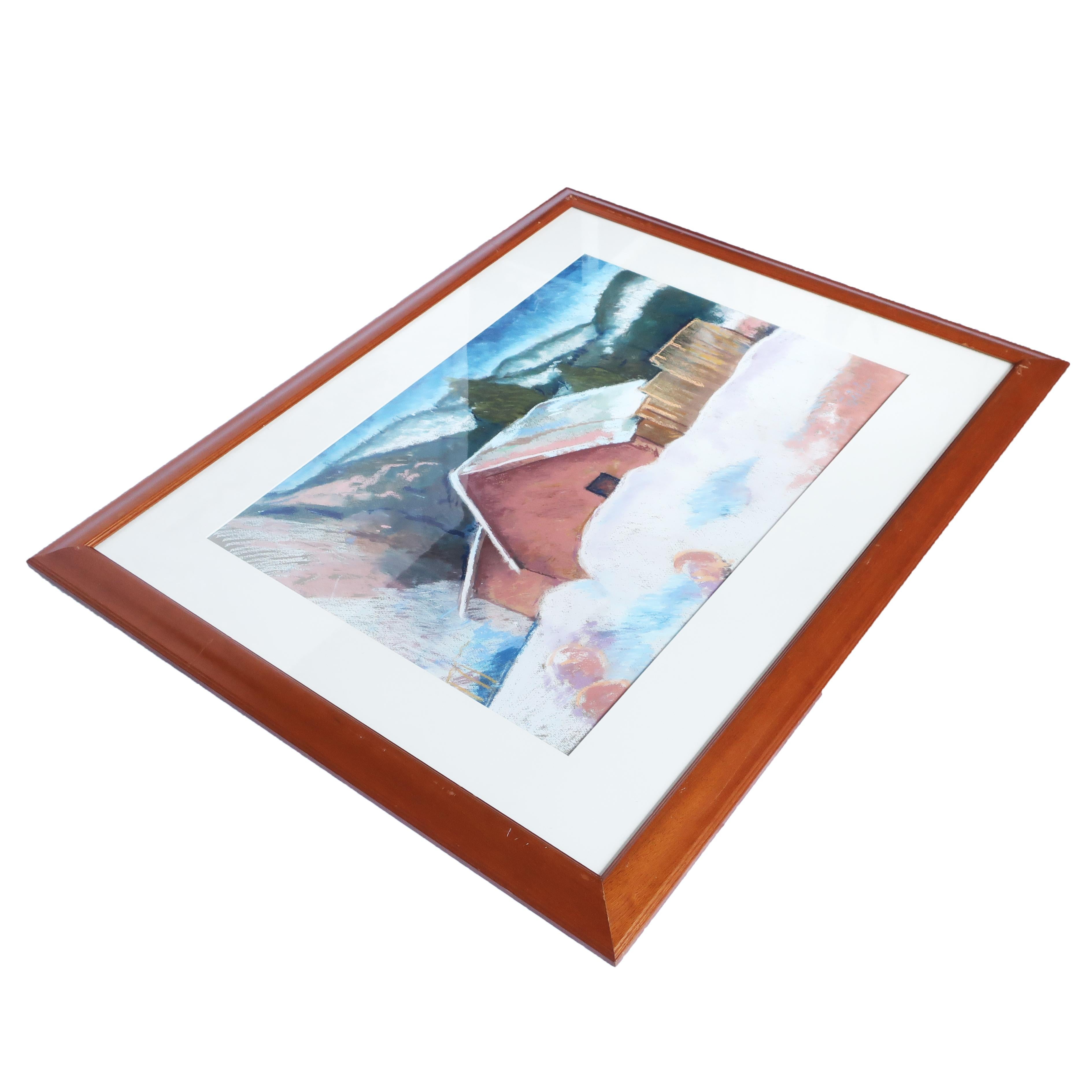 20th Century Framed Southwestern Pastel on Paper For Sale