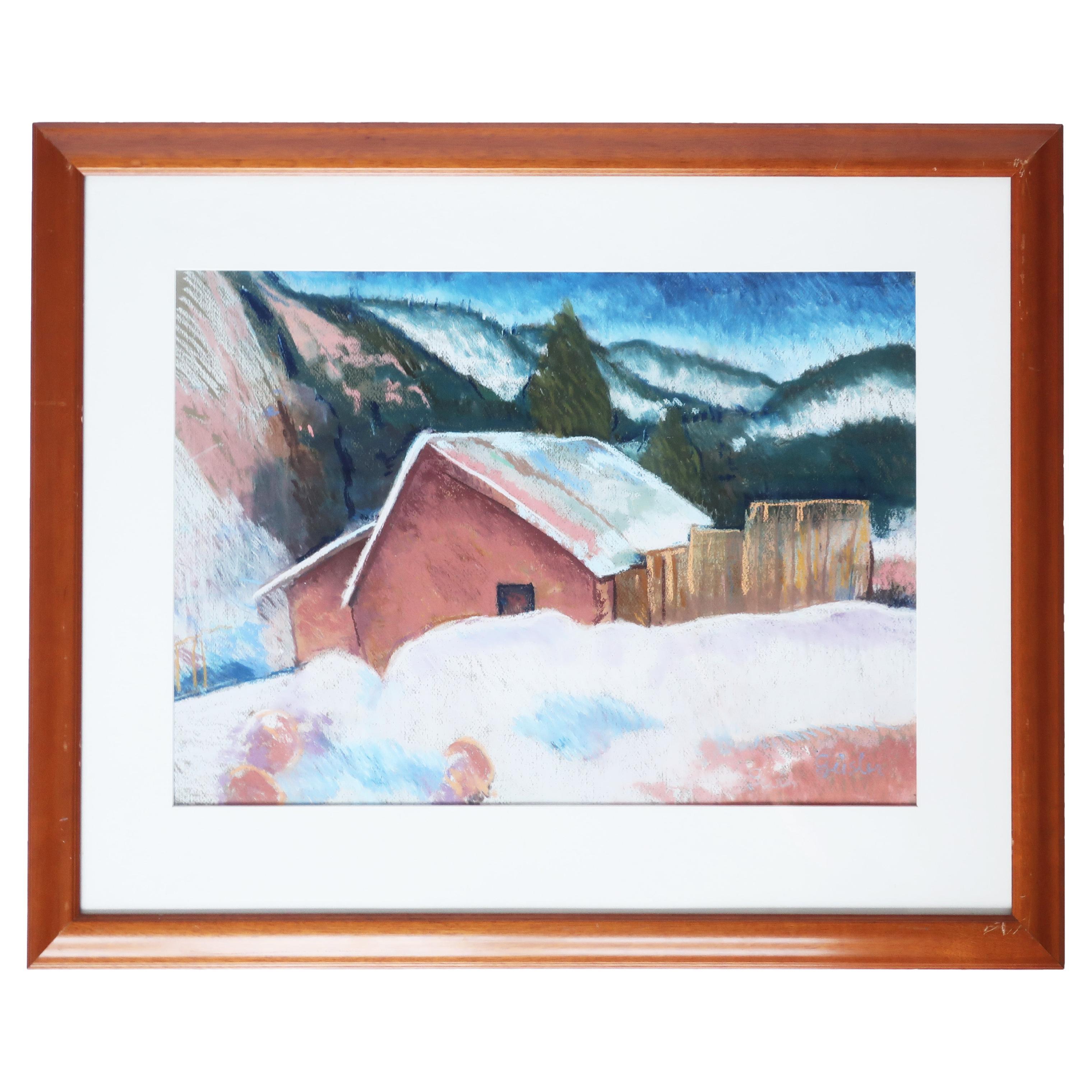 Framed Southwestern Pastel on Paper For Sale