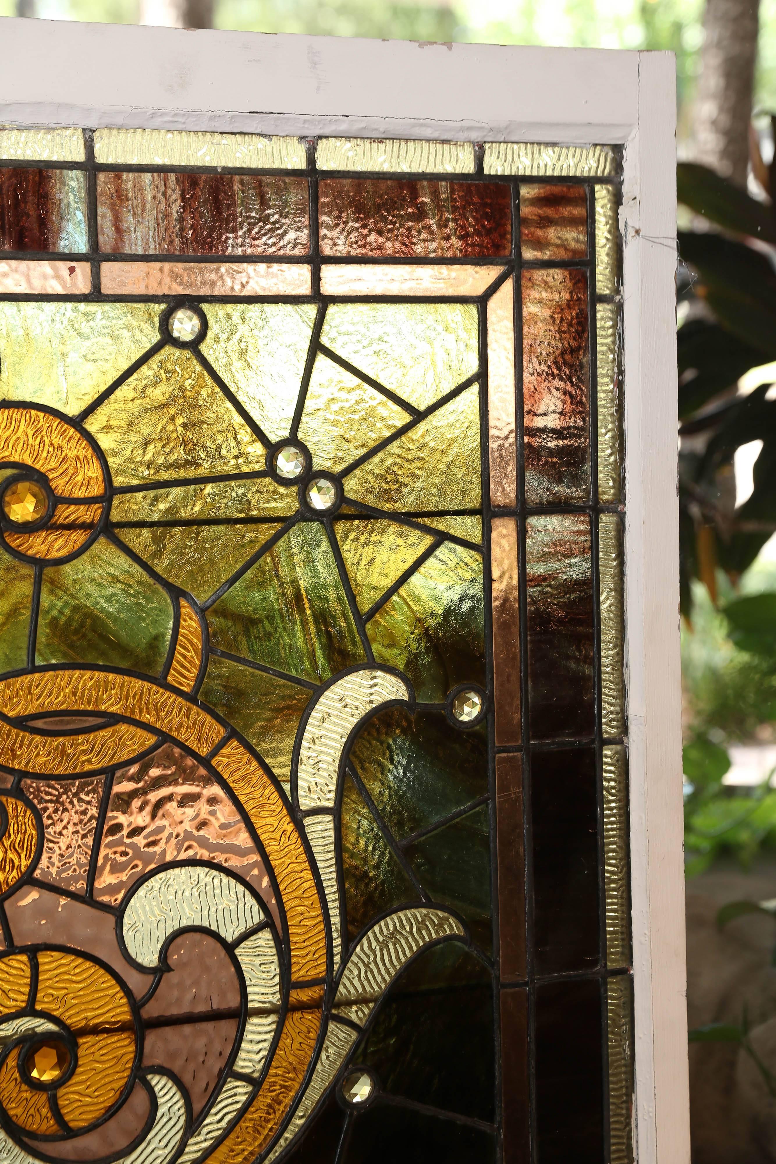 framed stained glass window panels