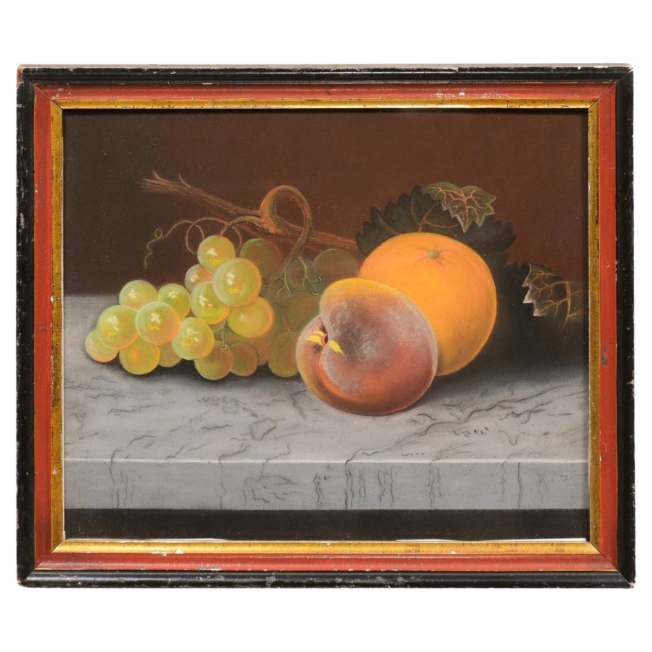Framed Still Life of Fruit, 19th Century For Sale