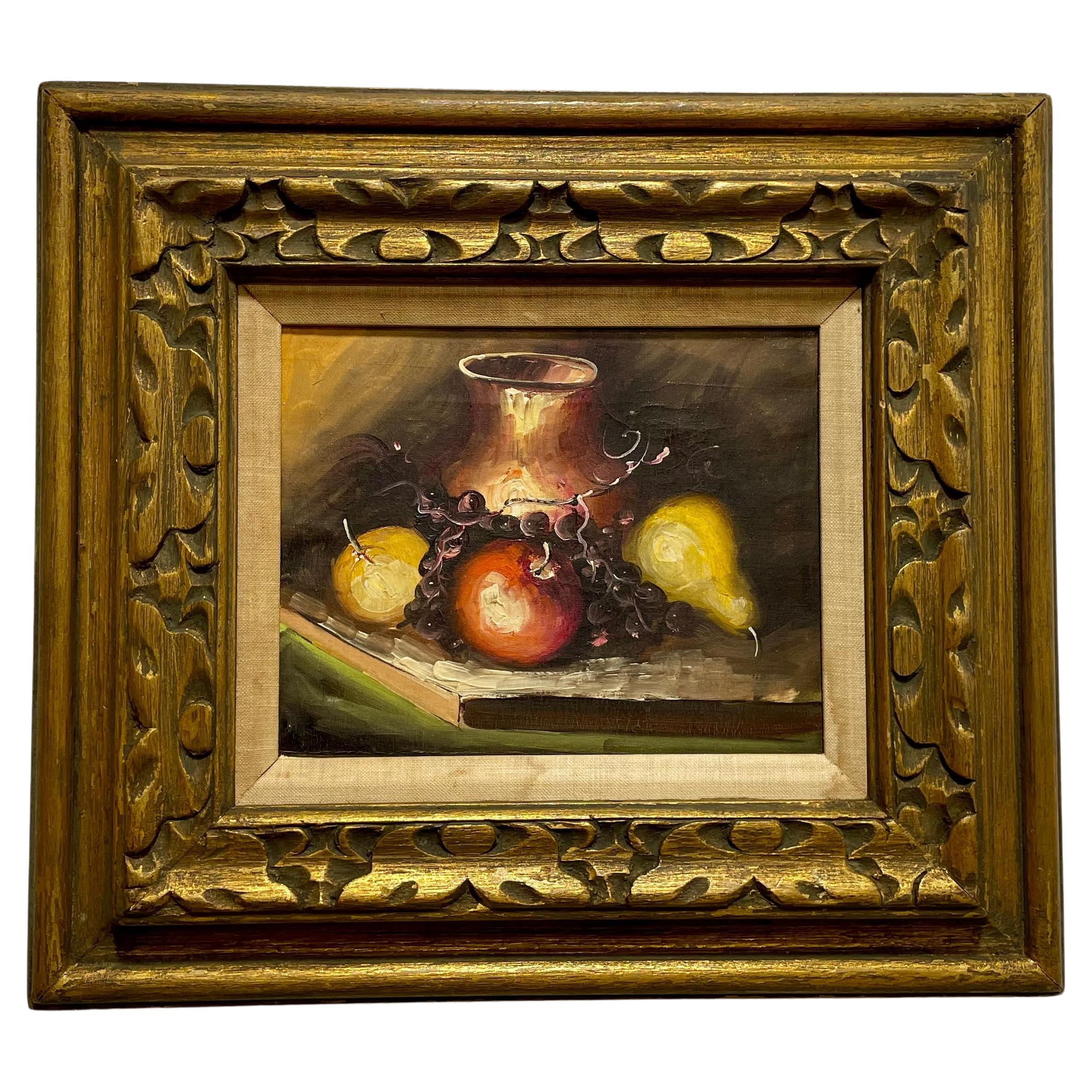 Pittura ad olio con natura morta incorniciata, opera d'arte da appendere al muro