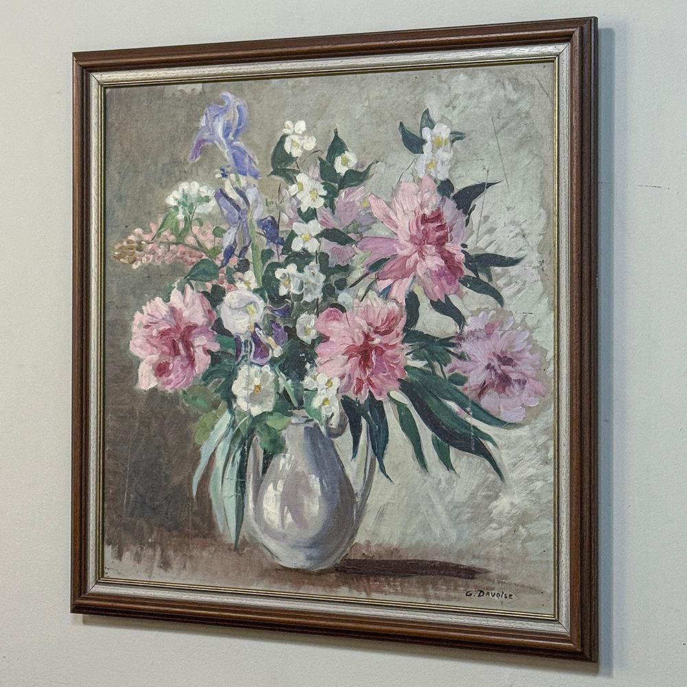 Belle Époque Framed Still Life Oil Painting on Canvas by G. Davoise For Sale