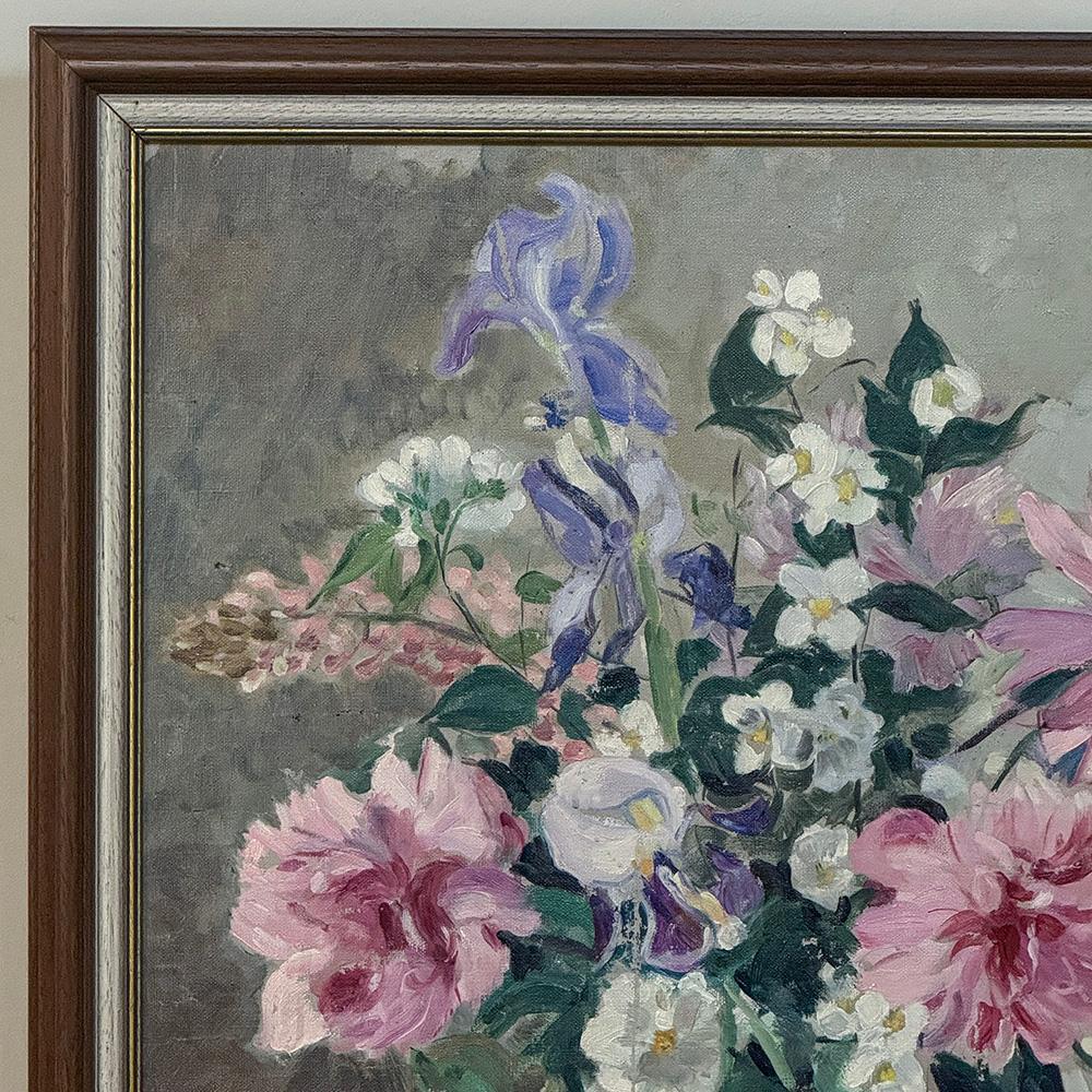 Framed Still Life Oil Painting on Canvas by G. Davoise In Good Condition For Sale In Dallas, TX