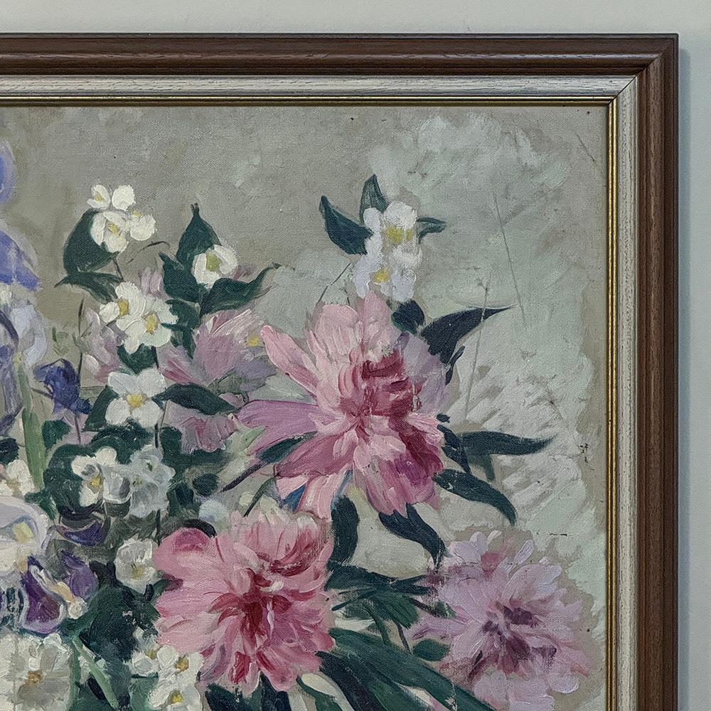 20th Century Framed Still Life Oil Painting on Canvas by G. Davoise For Sale