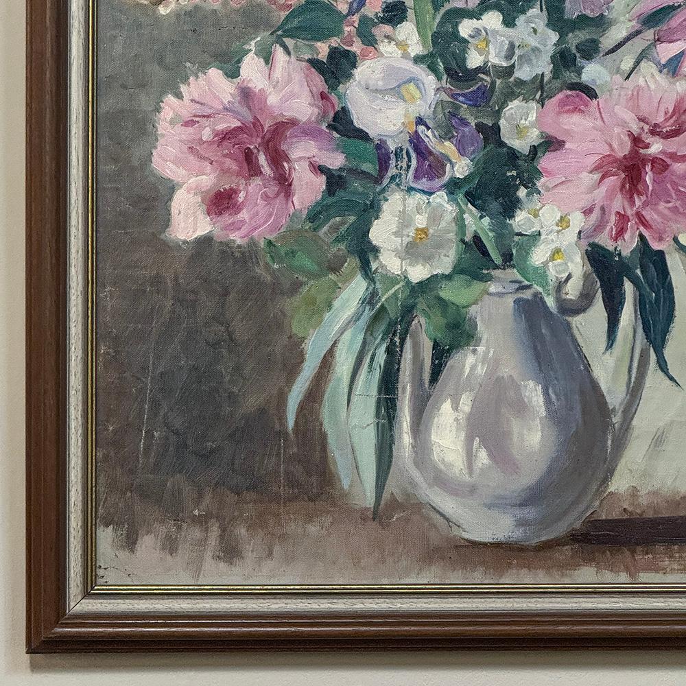 Framed Still Life Oil Painting on Canvas by G. Davoise For Sale 2
