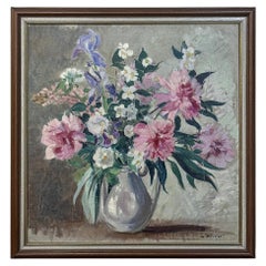 Framed Still Life Oil Painting on Canvas by G. Davoise