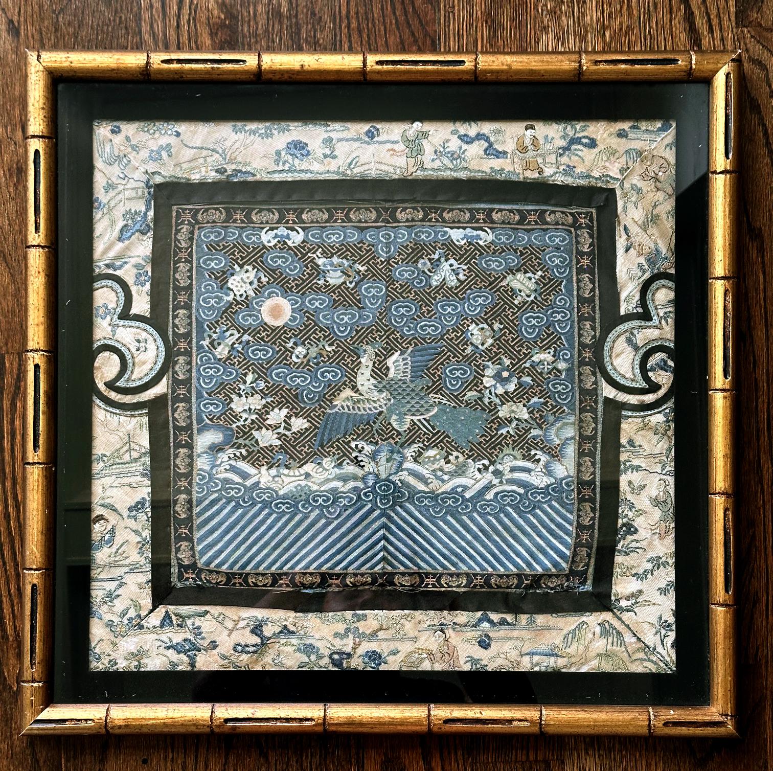 Framed Stunning Chinese Qing Dynasty Kesi Peacock Third Rank Badge For Sale 13