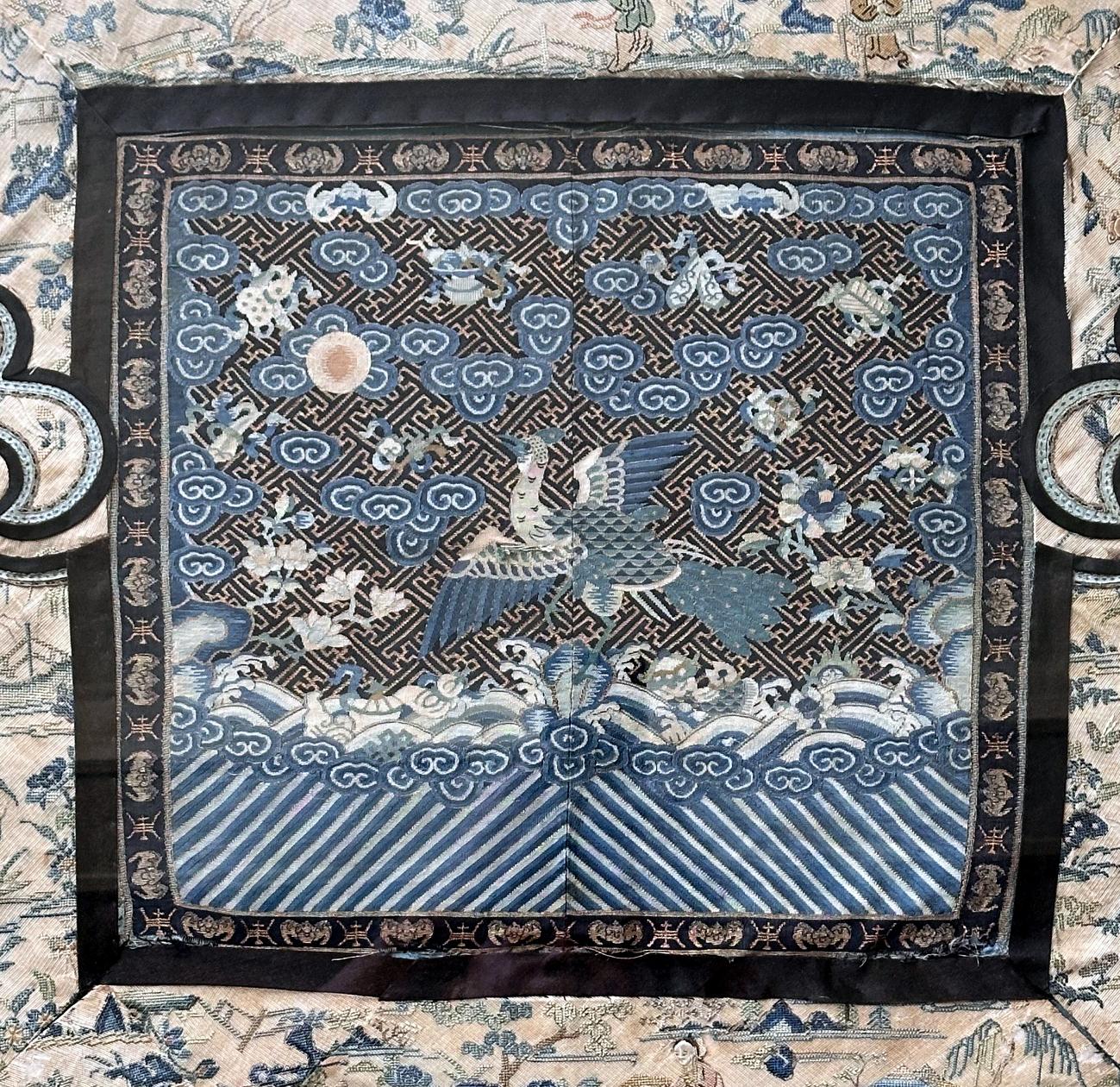 Embroidered Framed Stunning Chinese Qing Dynasty Kesi Peacock Third Rank Badge For Sale