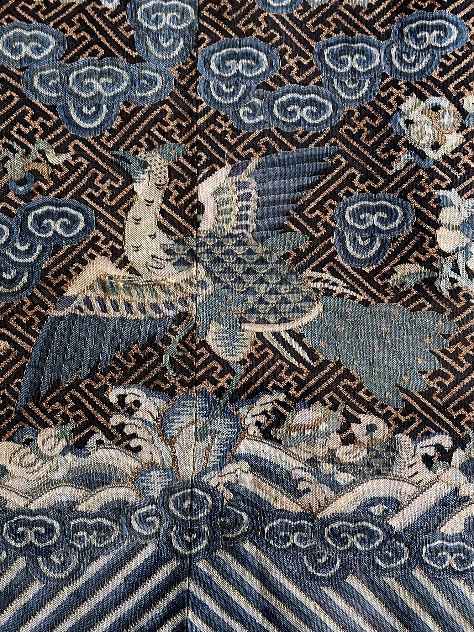 Framed Stunning Chinese Qing Dynasty Kesi Peacock Third Rank Badge In Good Condition For Sale In Atlanta, GA