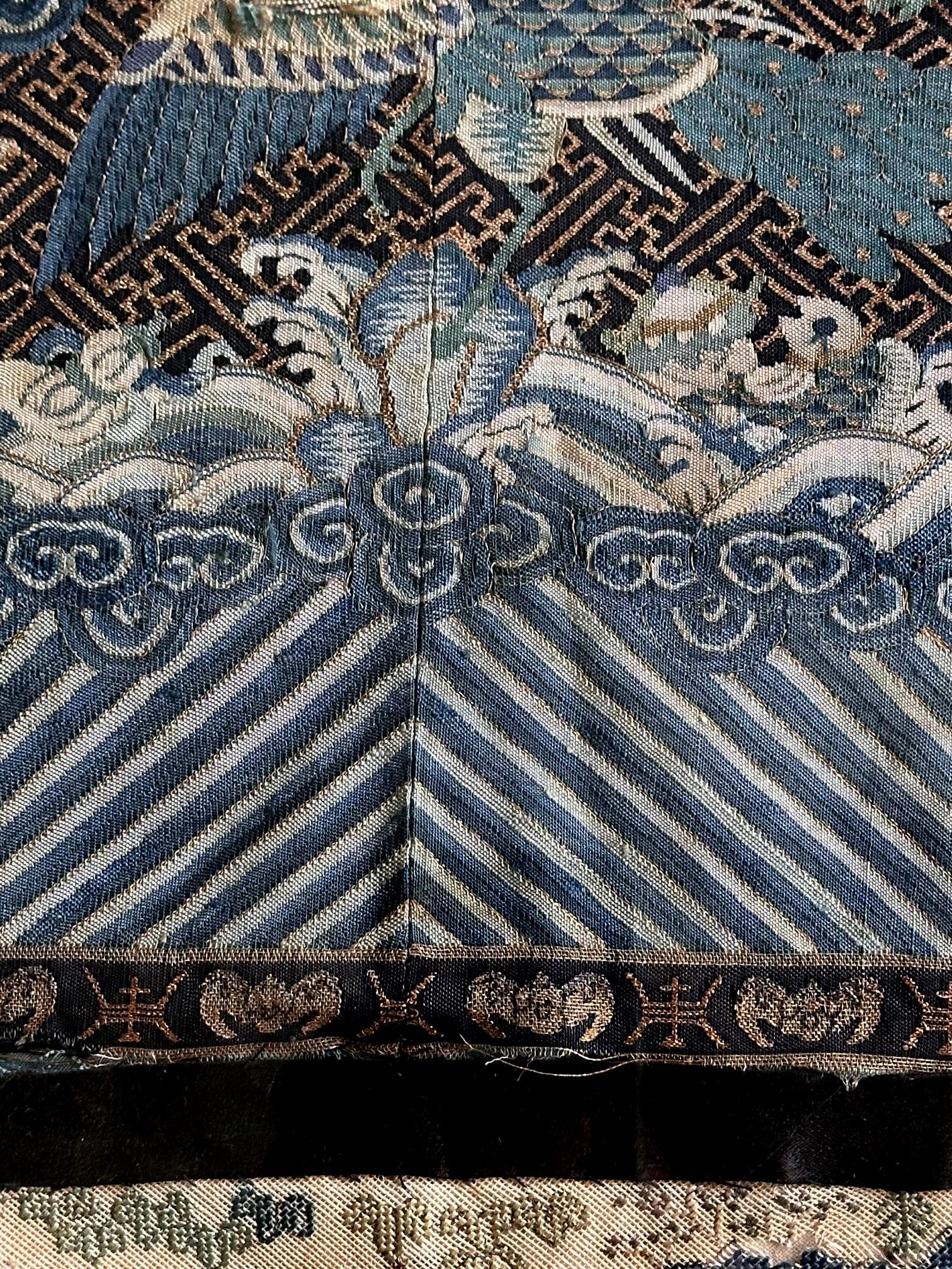 19th Century Framed Stunning Chinese Qing Dynasty Kesi Peacock Third Rank Badge For Sale