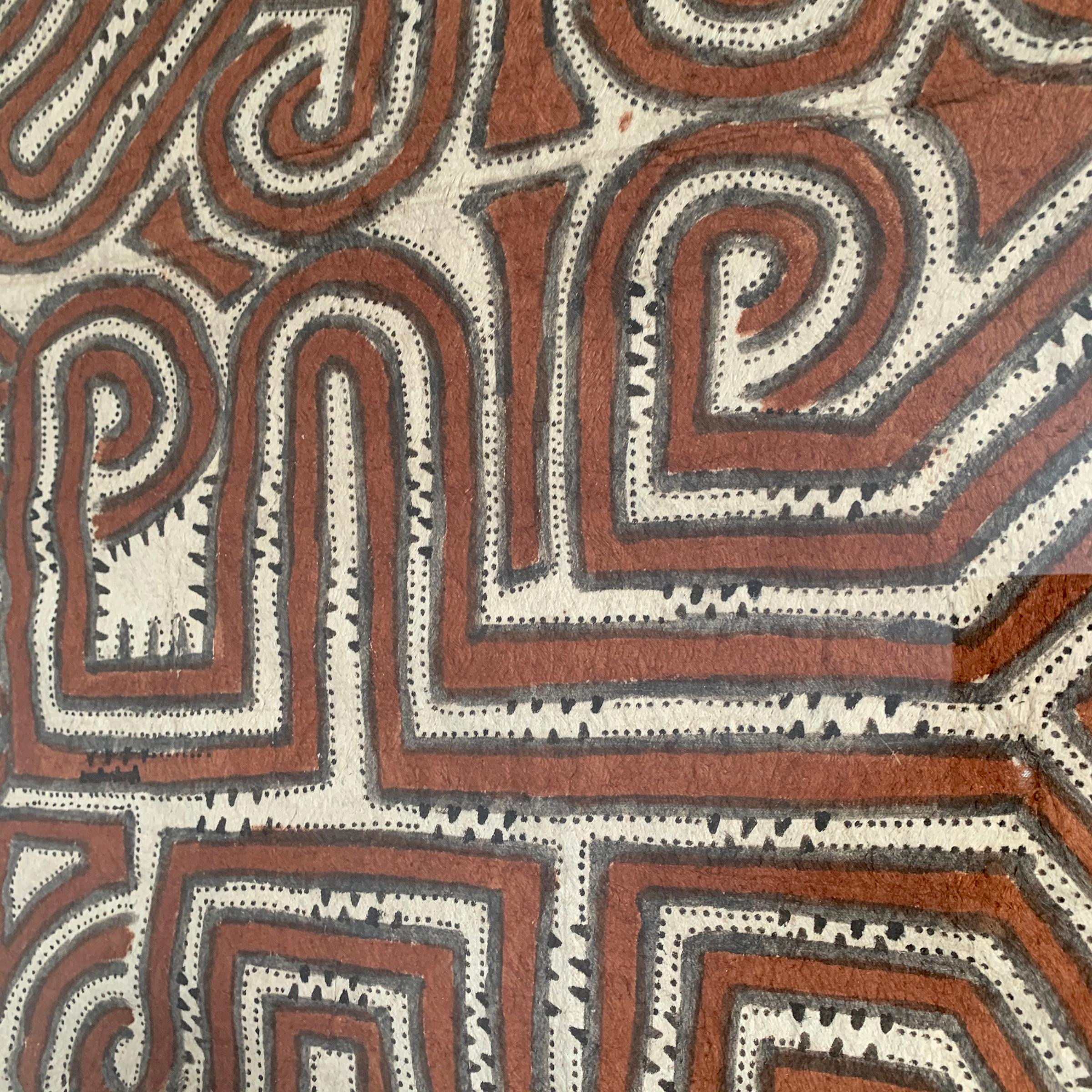 Tribal Framed Tapa Cloth from New Caledonia