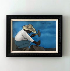 Gerahmte Tempera auf Papier Picapedrero Signiert Diego Rivera mit Papierarbeiten