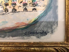 Framed Terechkovitch ‘Constantin’ Color Lithograph of Hotel De Lassay Paris 1967