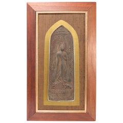 Framed Thai Buddhist Votive Plaque, Sukhothai Style