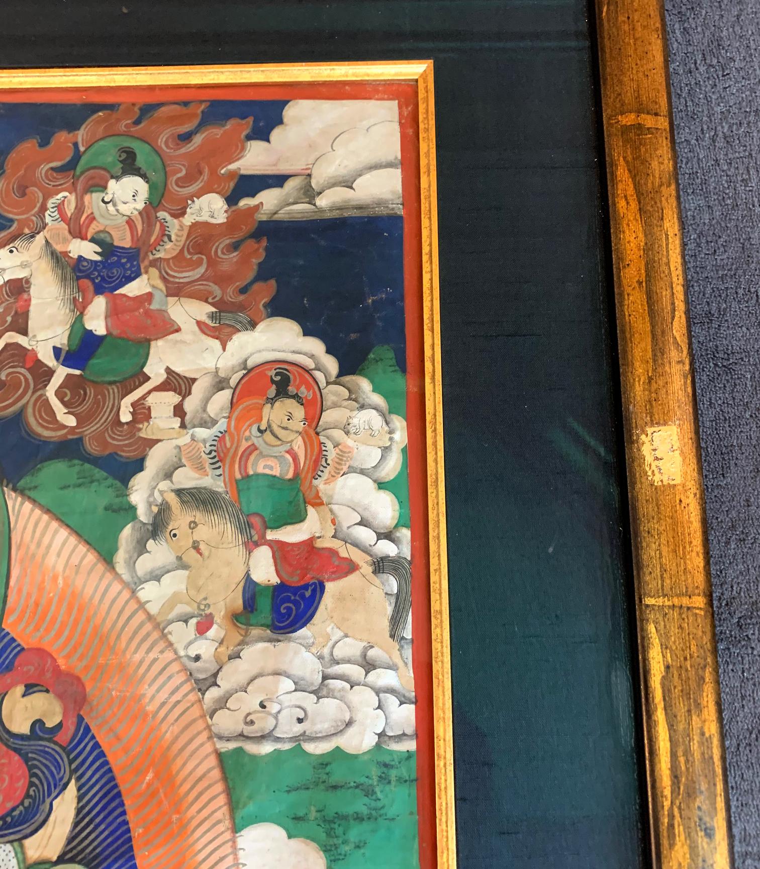 Framed Tibetan Thangka Vaisravana Jambhala 6