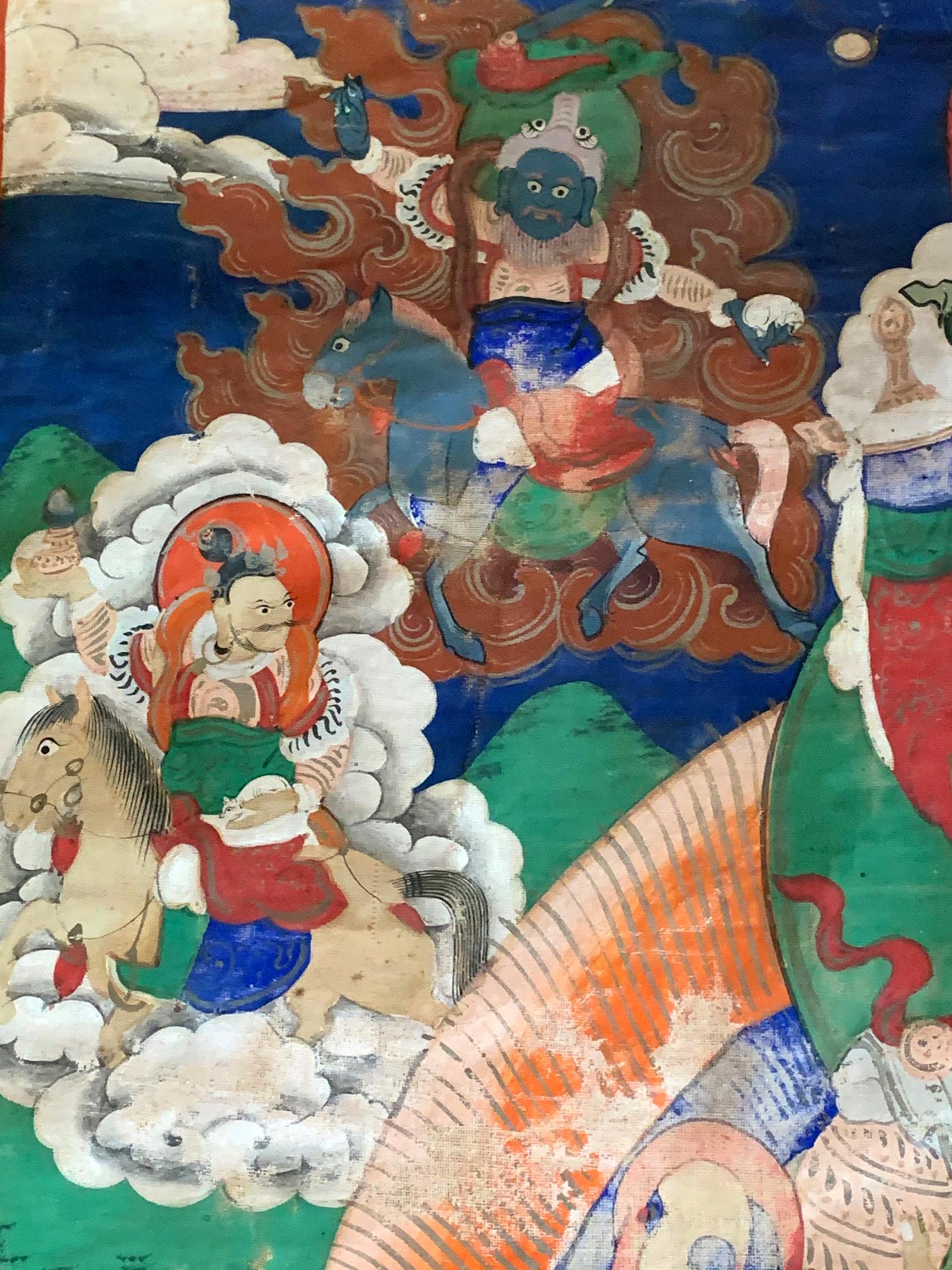 Framed Tibetan Thangka Vaisravana Jambhala 2