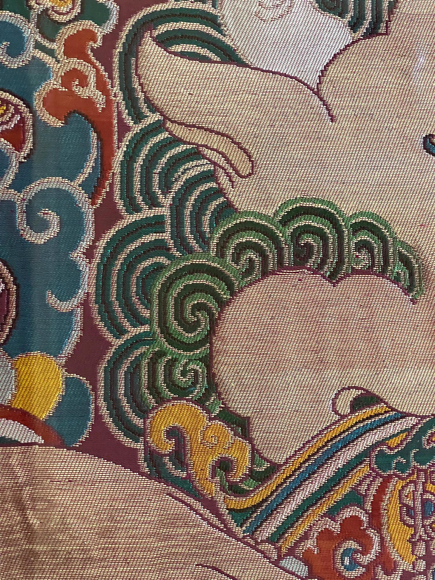 Framed Tibetan Woven Silk Kesi Panel of Kirtimukha For Sale 9