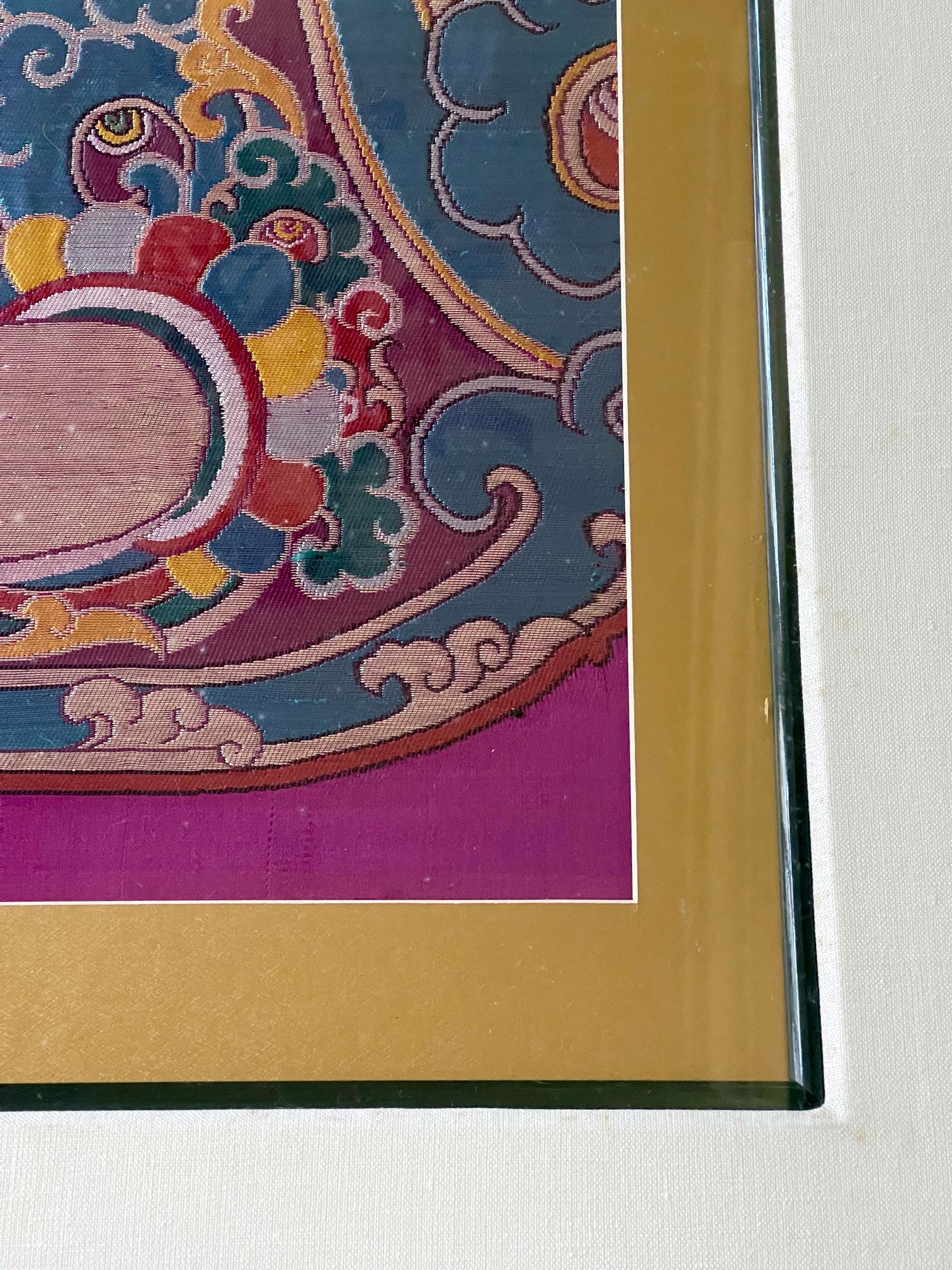 Framed Tibetan Woven Silk Kesi Panel of Kirtimukha In Good Condition For Sale In Atlanta, GA