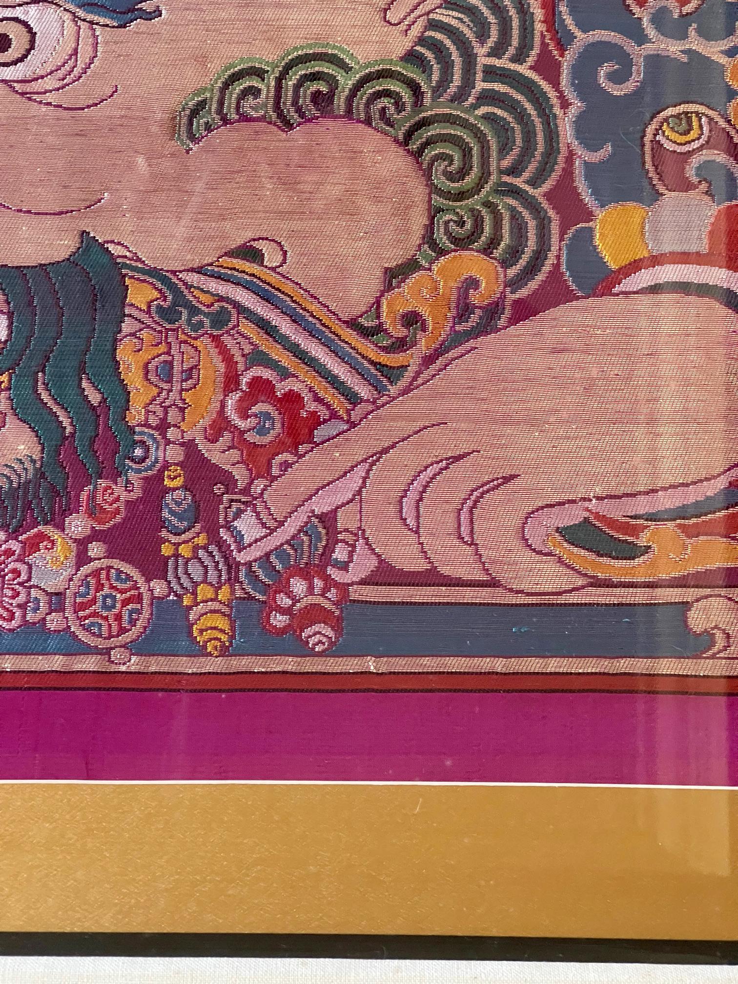 Framed Tibetan Woven Silk Kesi Panel of Kirtimukha For Sale 1