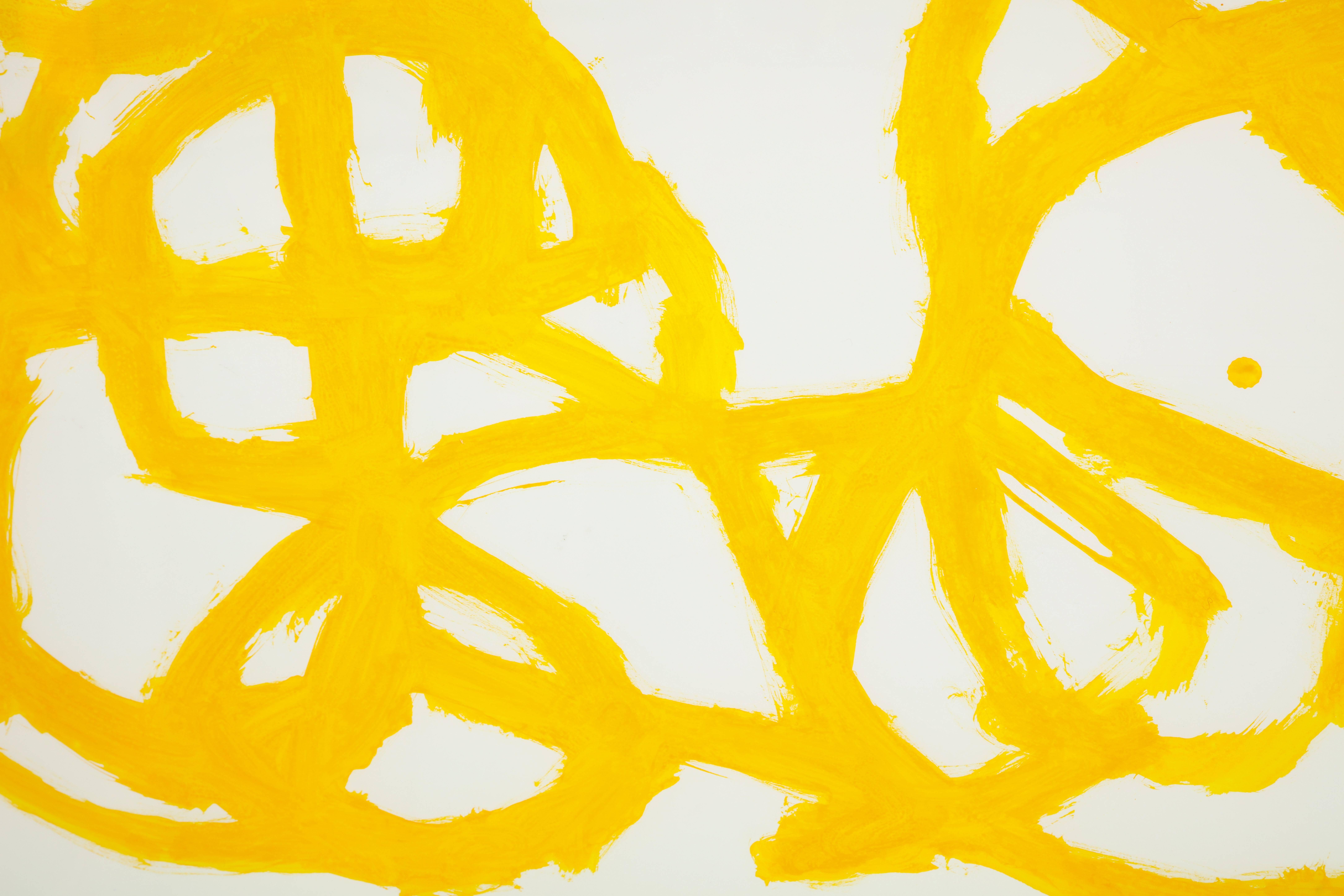 Contemporary Framed Tim Forcum Ink on Paper Yellow Abstract