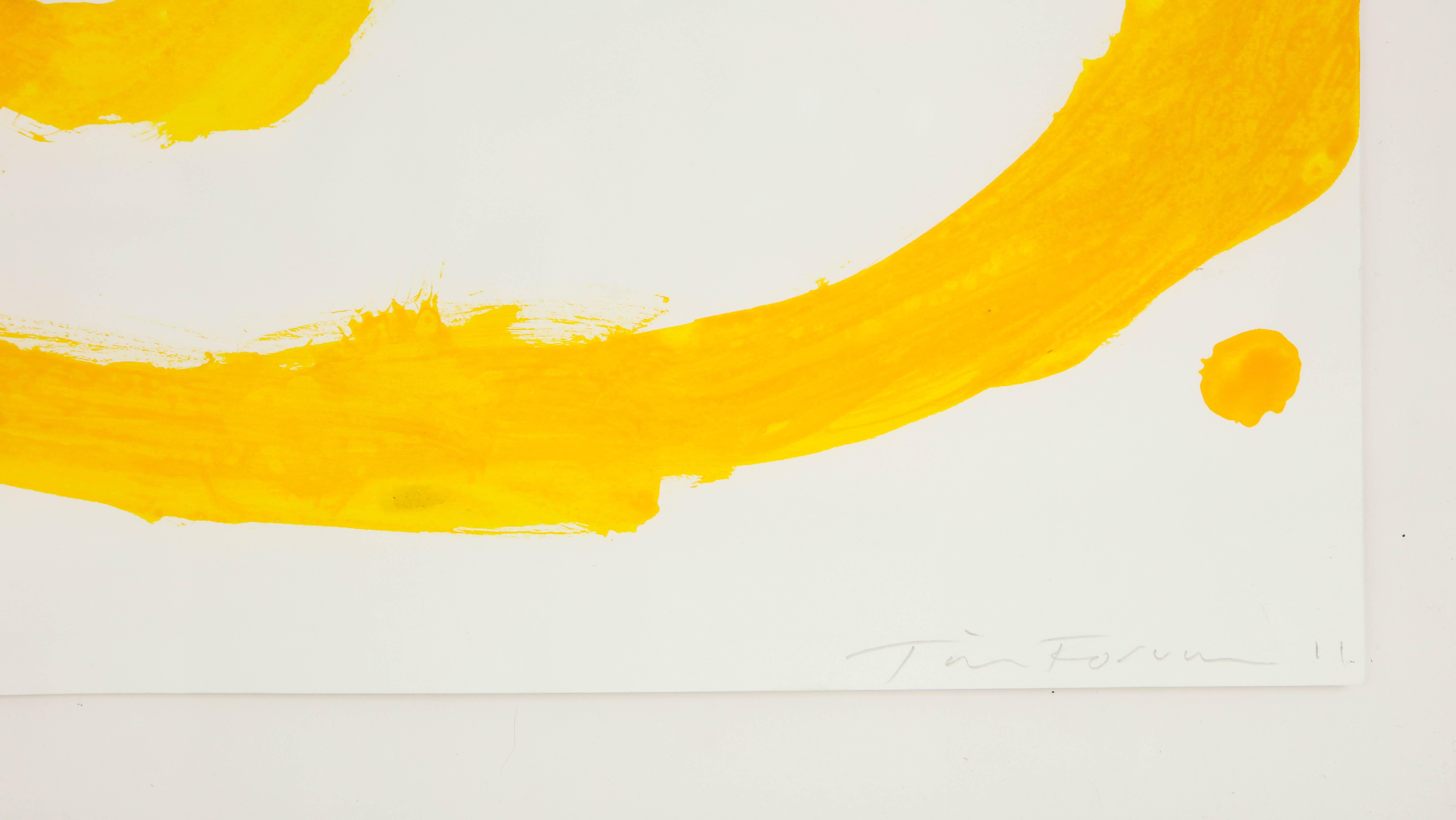 Framed Tim Forcum Ink on Paper Yellow Abstract 1