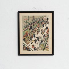 Litografia di Tony Sarg con cornice  "New York di Tony Sarg" 1927  Prima edizione