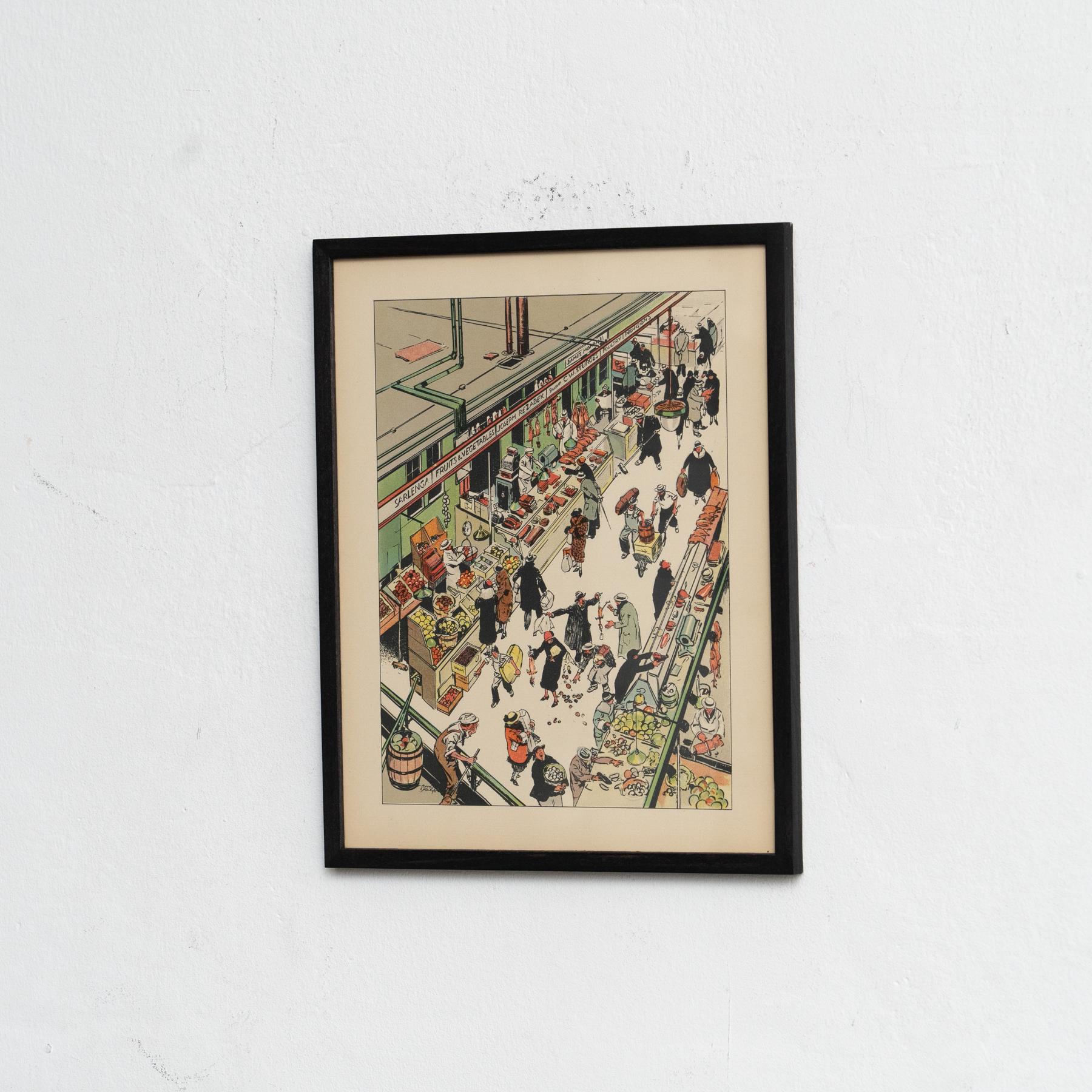 Mid-Century Modern Framed Tony Sarg Lithograph  