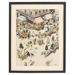 Lithographie Tony Sarg encadrée  « Tony Sarg's New York » 1927  Première édition