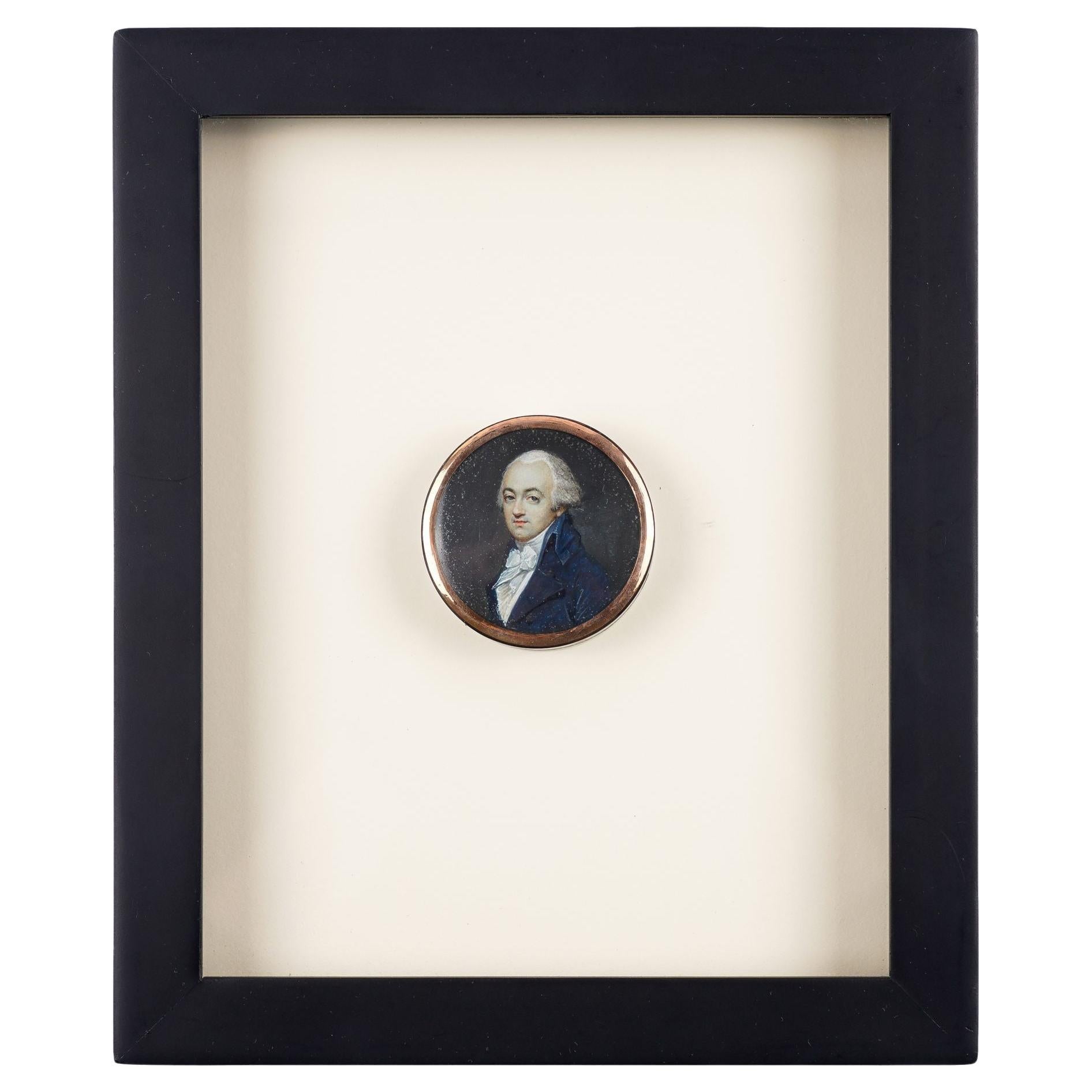 Framed tortoise shell snuff box with a miniature portrait, c. 1775