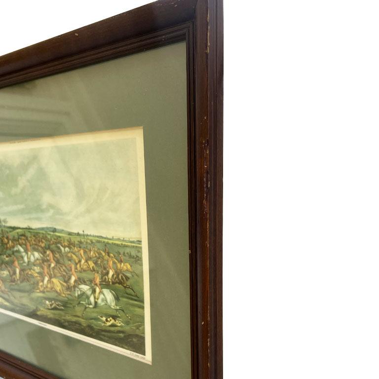 Gerahmter traditioneller englischer Quorn Fuchsjagddruck von Frederick Christian Lewis (Holz) im Angebot