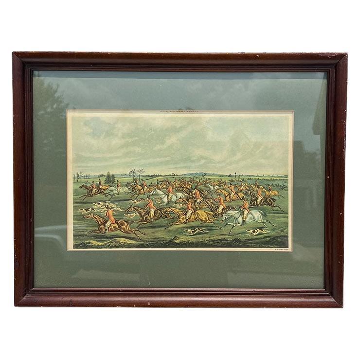 Impression traditionnelle anglaise de chasse à la renard encadrée par Frederick Christian Lewis
