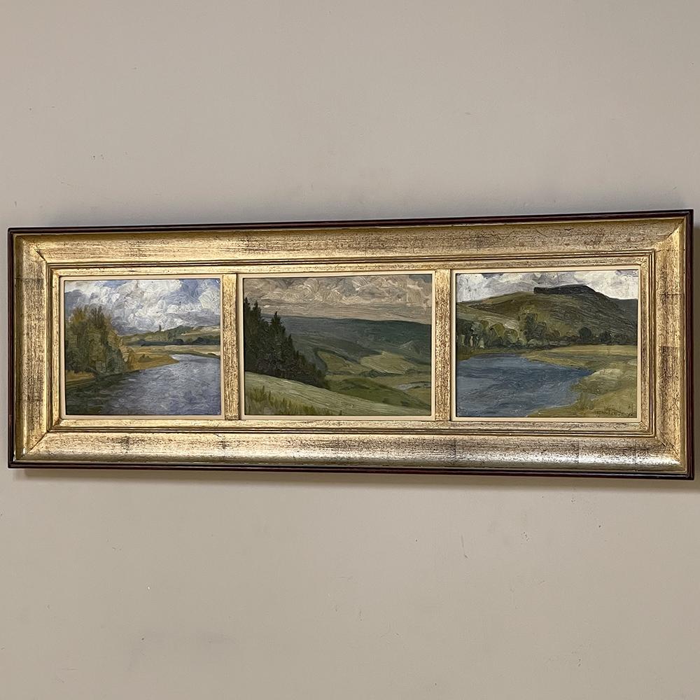 Belge Triptyque peinture à l'huile sur panneau encadrée en vente