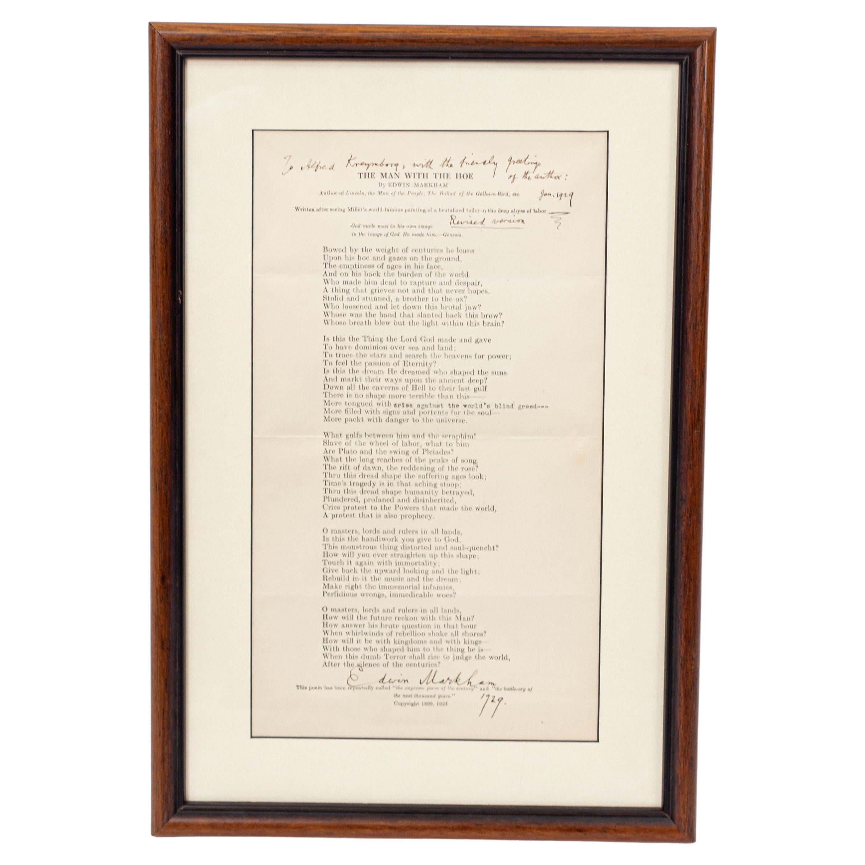 Framed Typed Poem For Sale at 1stDibs