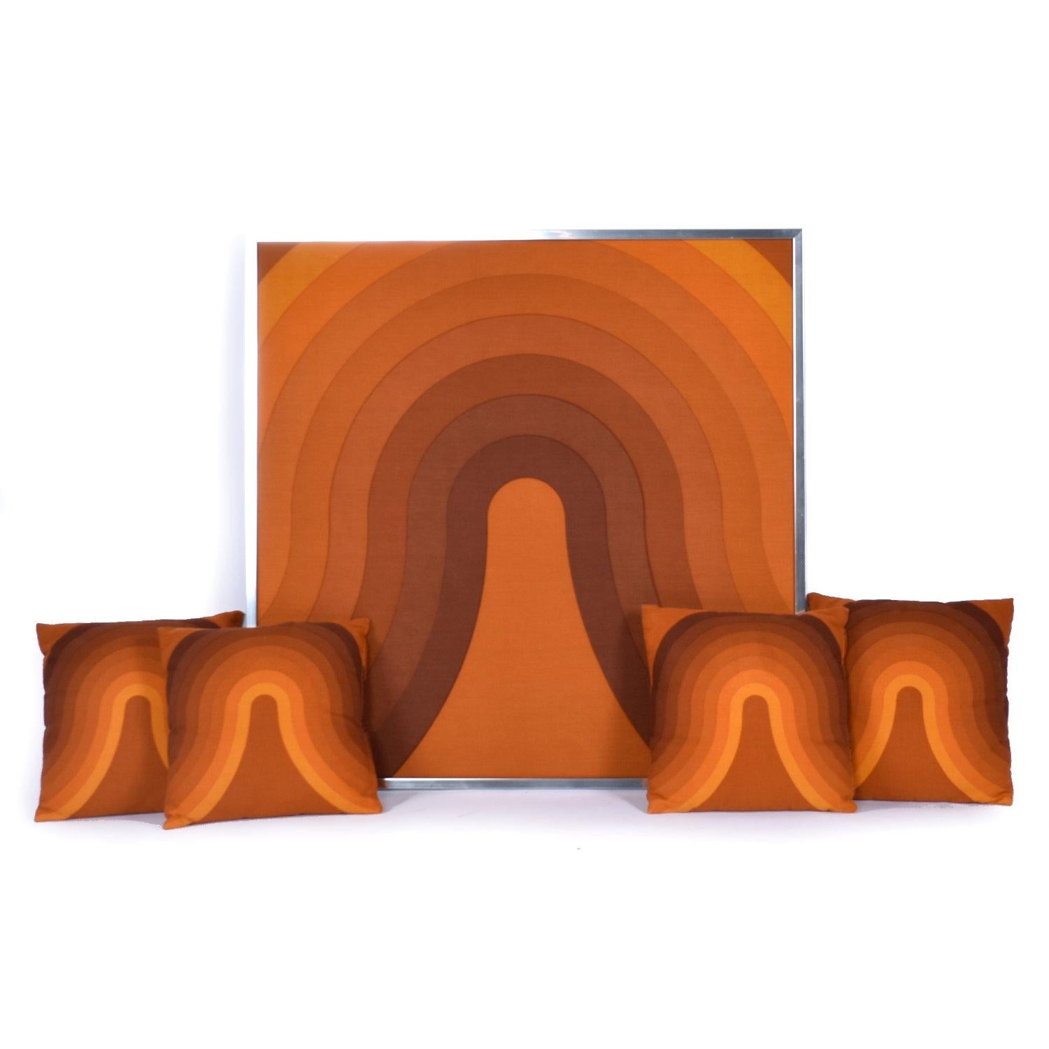 Framed Verner Panton Orange Kurve Mira X Danish Textile Panel In Excellent Condition For Sale In Chattanooga, TN