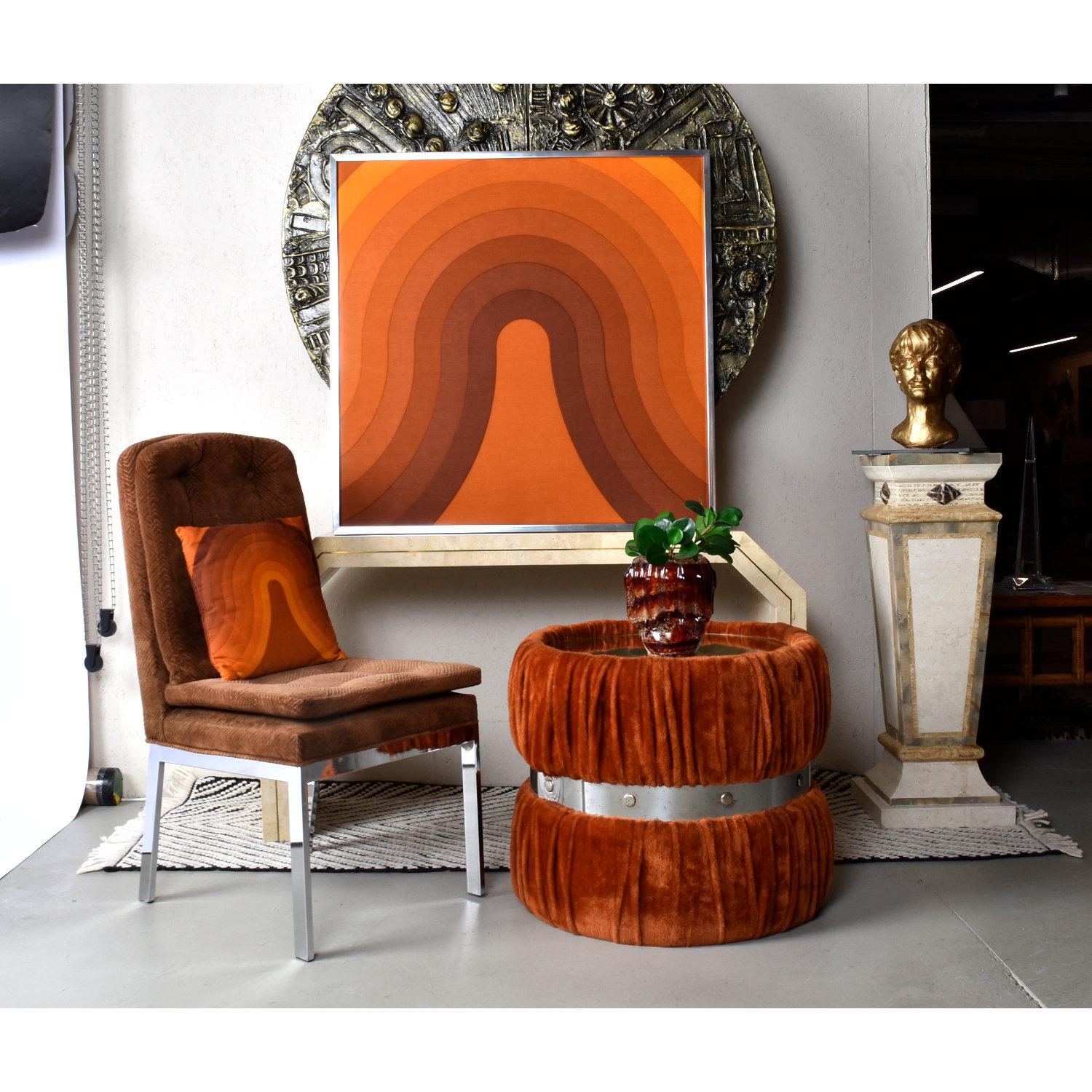 Framed Verner Panton Orange Kurve Mira X Danish Textile Panel For Sale 2