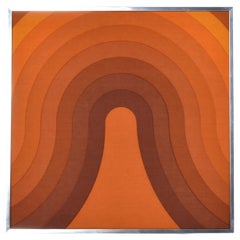 Panneau textile danois orange Kurve Mira X encadré Verner Panton