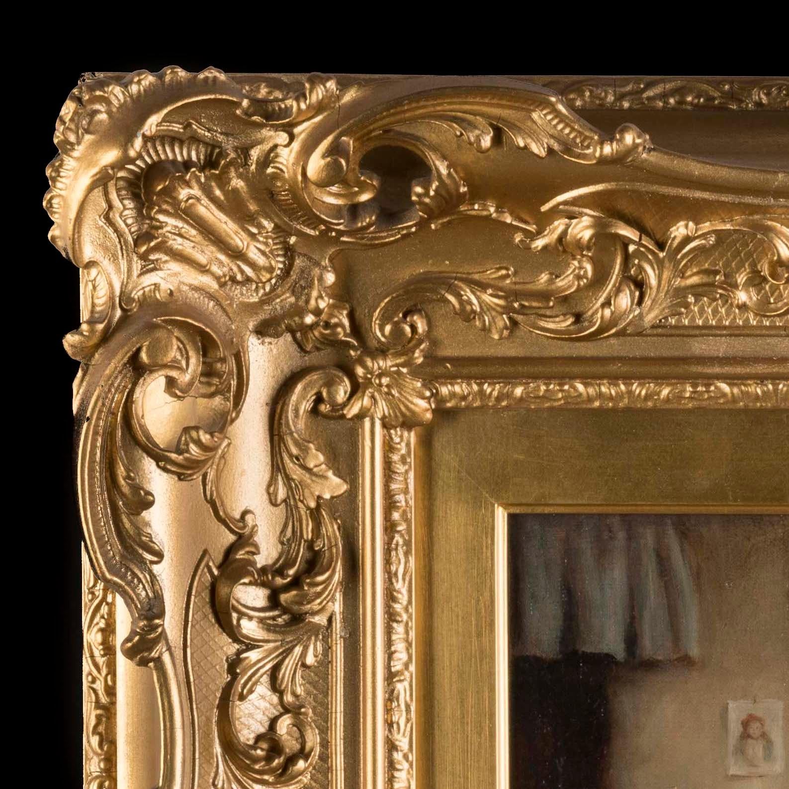Gerahmtes viktorianisches Ölgemälde auf Leinwand von Joseph Clark, Gemälde „Der junge Künstler“ (20. Jahrhundert) im Angebot