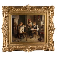 Framed Victorian Oil on Canvas Painting of 'The Young Artist' by Joseph Clark